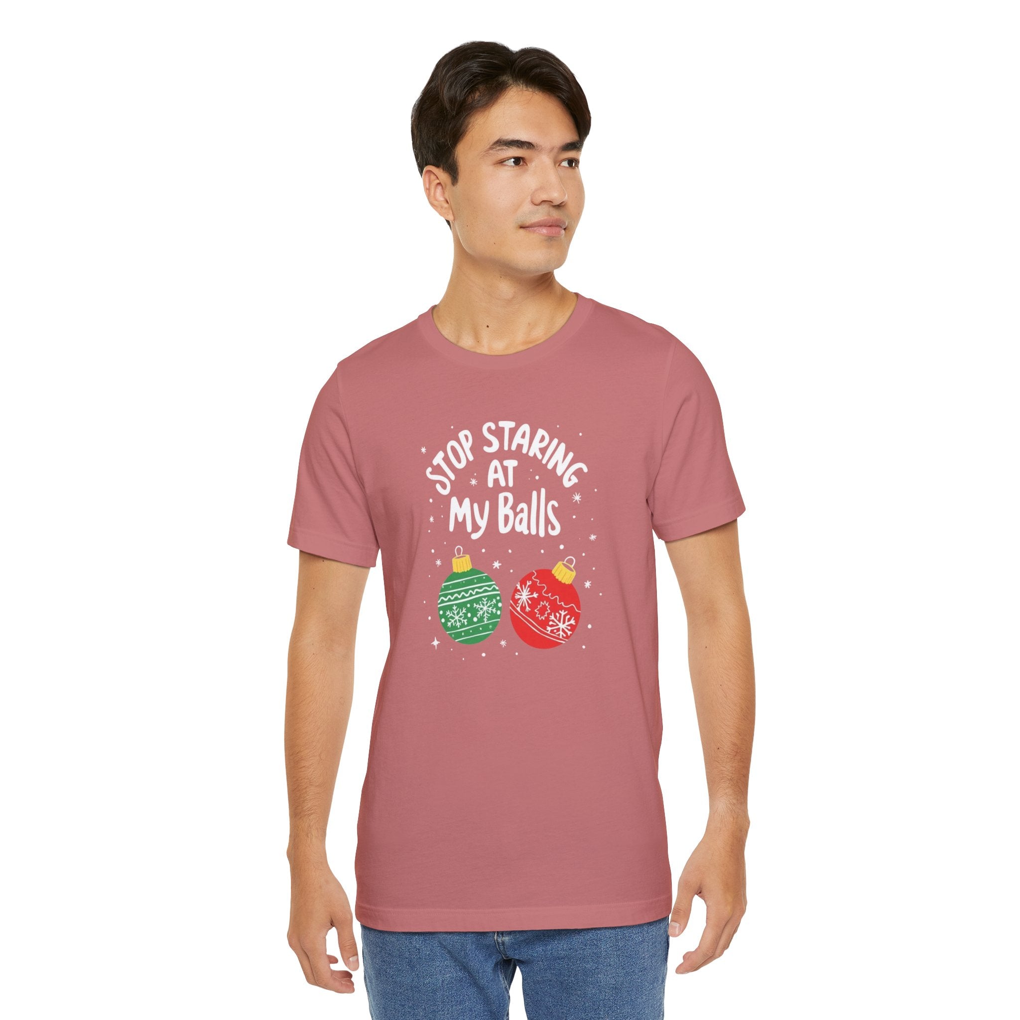 Funny Christmas T-Shirt - Stop Staring at My Balls