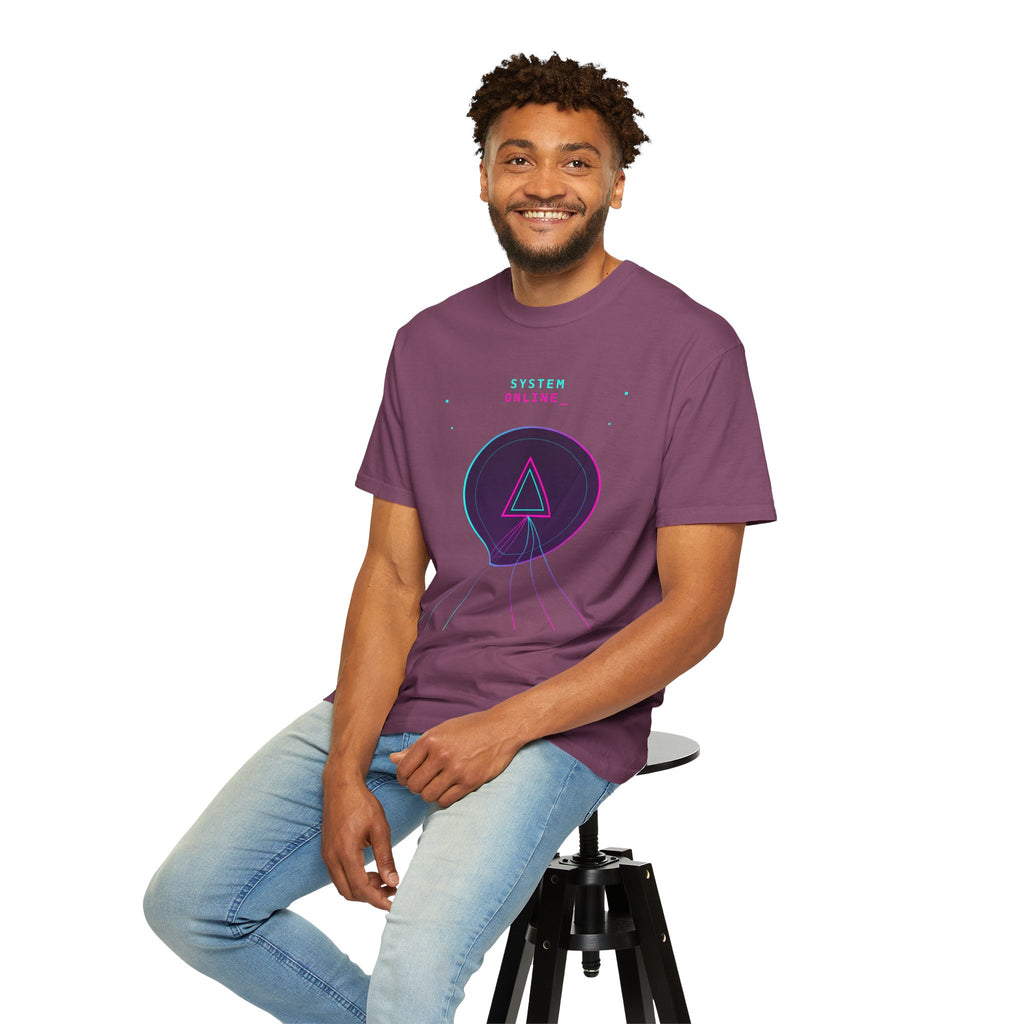 T-Shirt  'System Online' Retro Synthwave Circle Graphic Tee