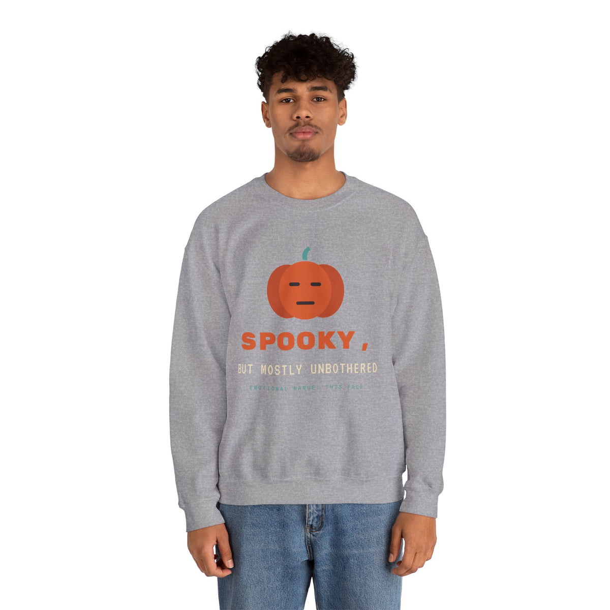 Spooky Pumpkin Crewneck Sweatshirt - Cute Minimal Halloween Pullover