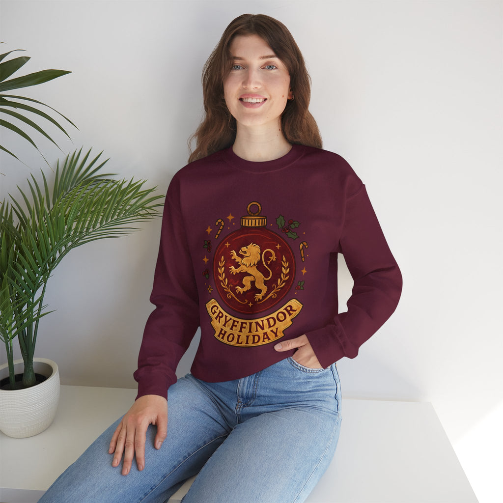 Gryffindor Holiday Sweatshirt — Festive Hogwarts Lion Crewneck
