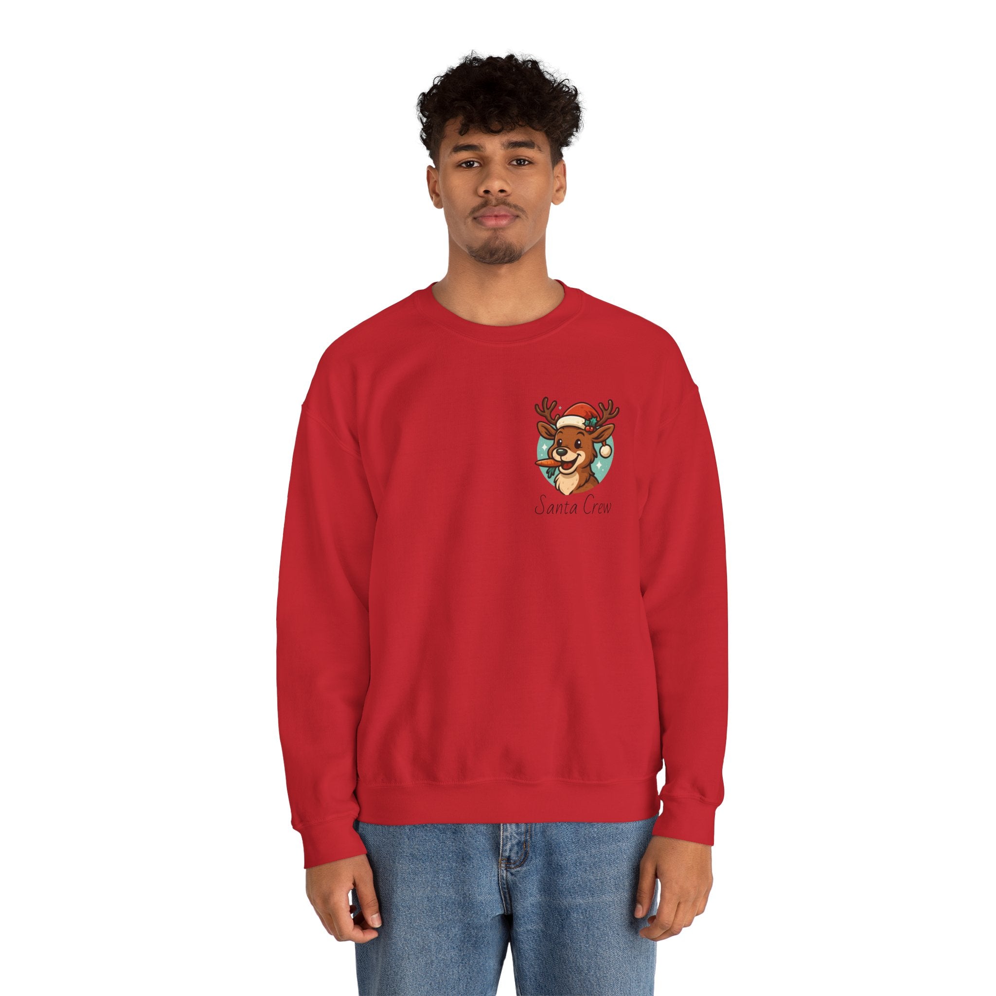 Crewneck Sweatshirt Cute Reindeer 'Santa Squad' Christmas Pullover