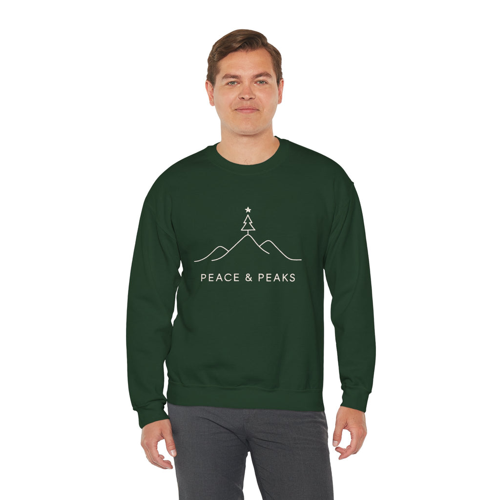 Peace & Peaks Sweatshirt — Minimal Mountain Christmas Crewneck