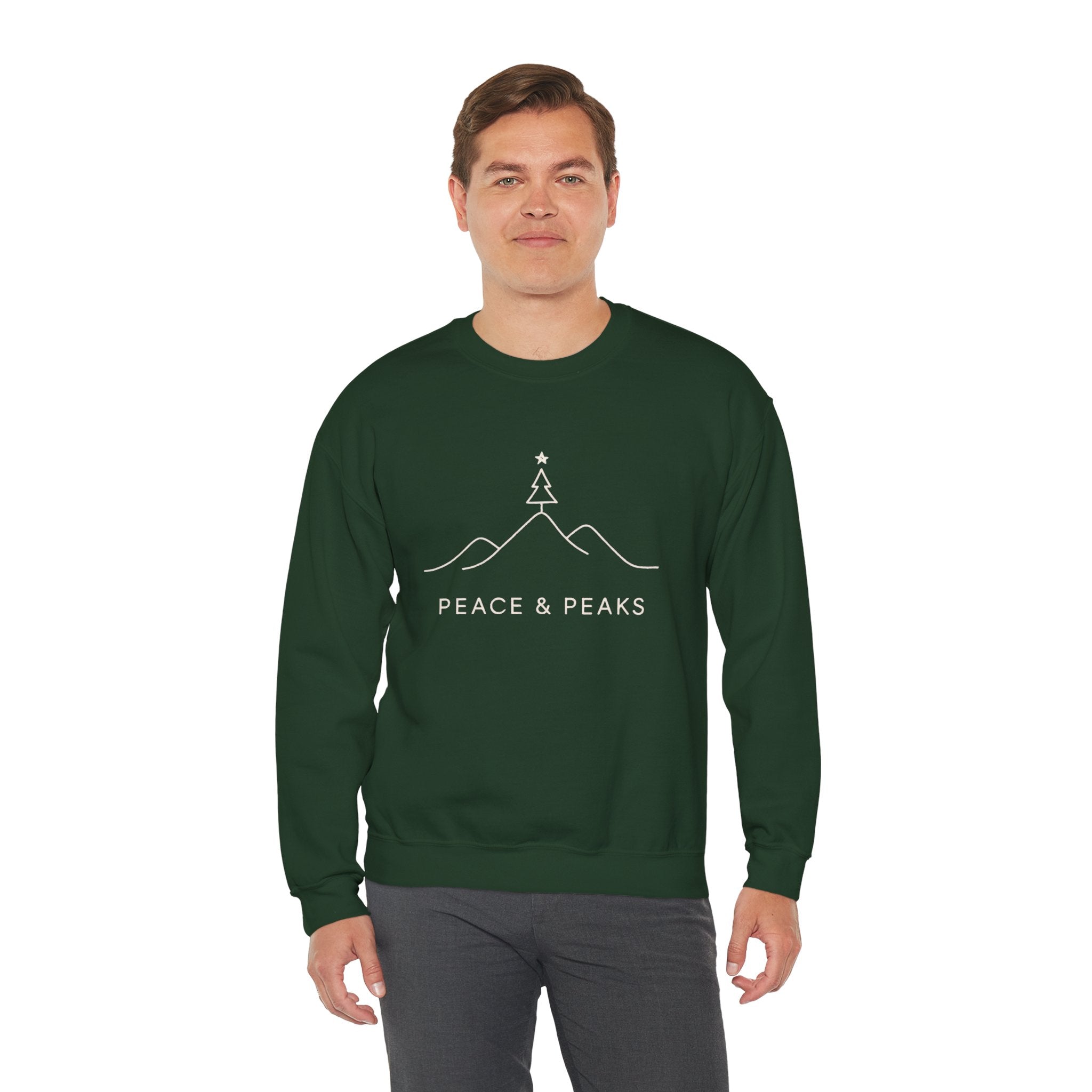 Peace & Peaks Sweatshirt — Minimal Mountain Christmas Crewneck