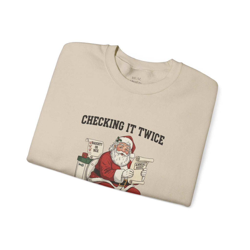 Christmas Sweatshirt - "Checking It Twice" Santa Crewneck
