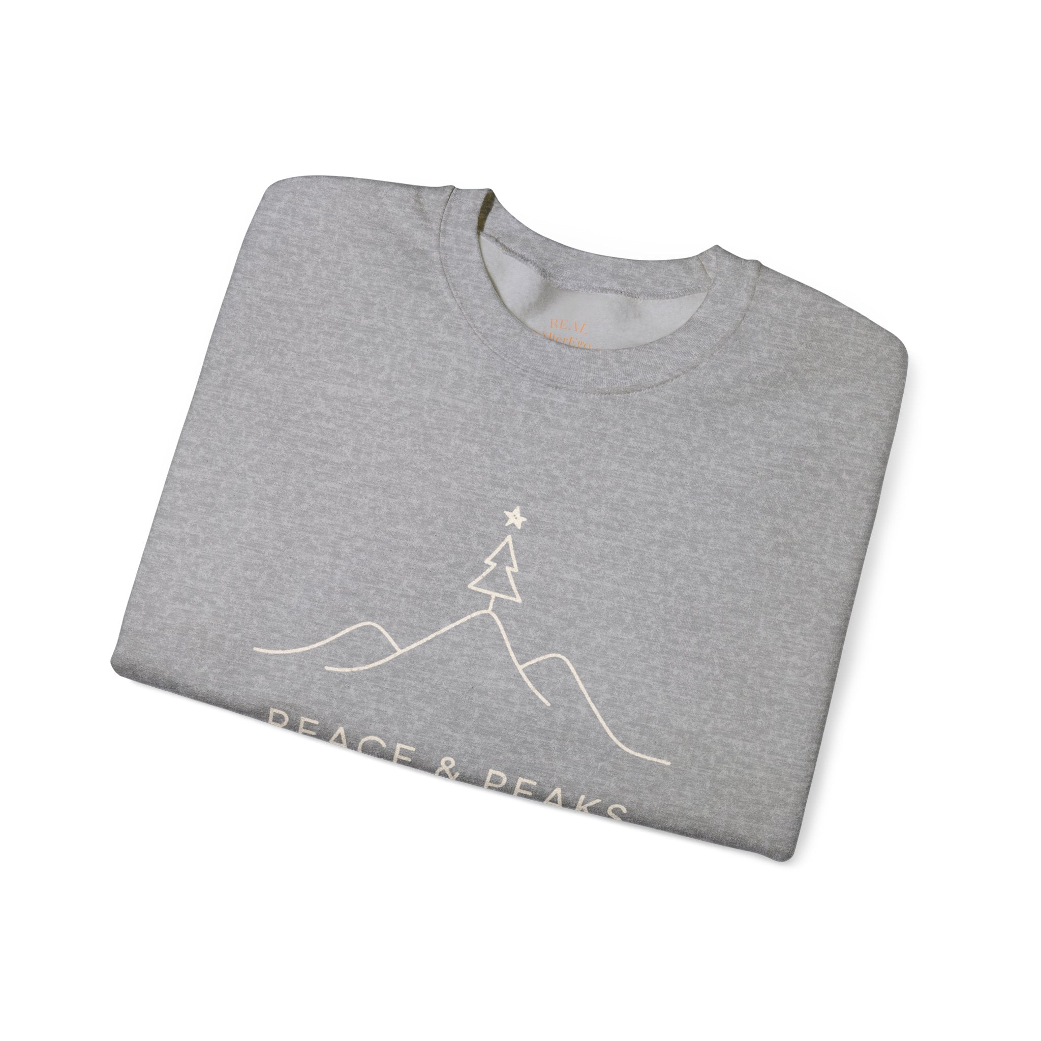 Peace & Peaks Sweatshirt — Minimal Mountain Christmas Crewneck