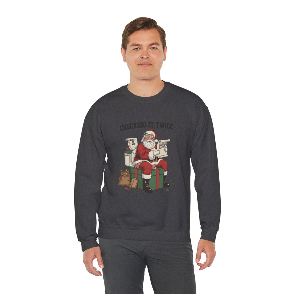 Christmas Sweatshirt - "Checking It Twice" Santa Crewneck