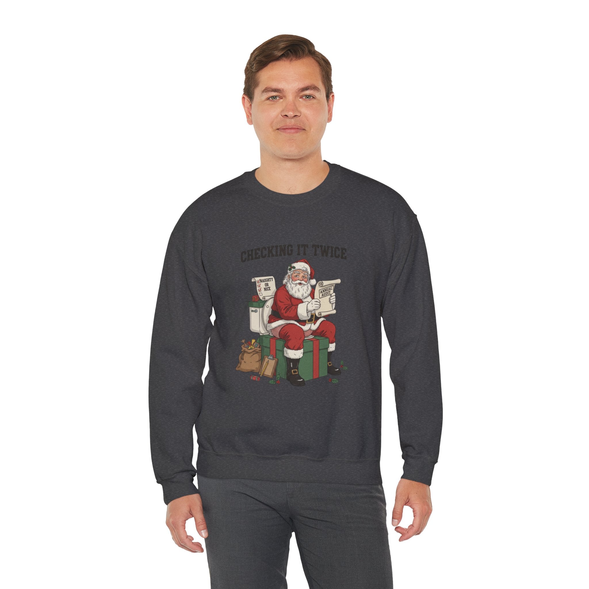 Christmas Sweatshirt - "Checking It Twice" Santa Crewneck