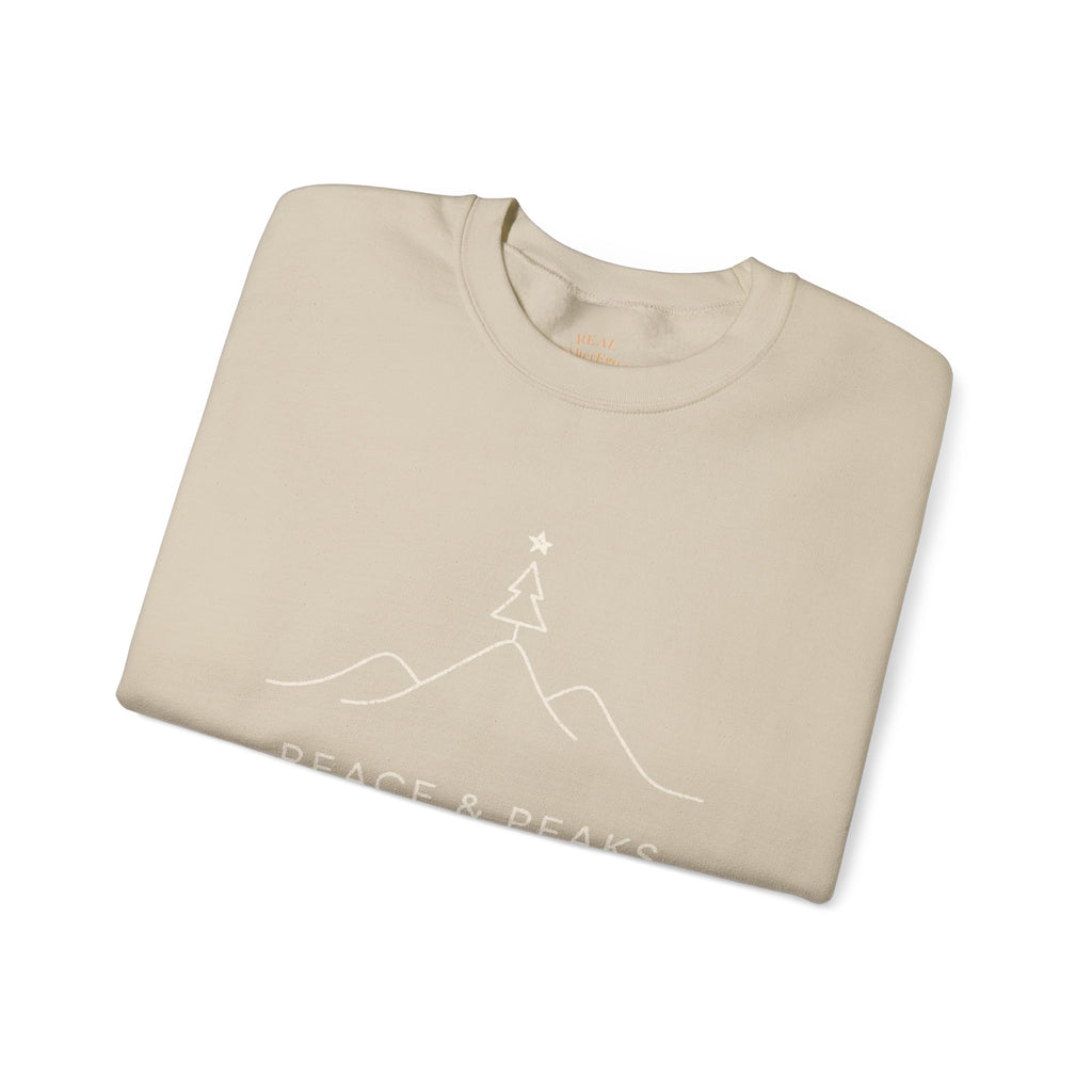 Peace & Peaks Sweatshirt — Minimal Mountain Christmas Crewneck