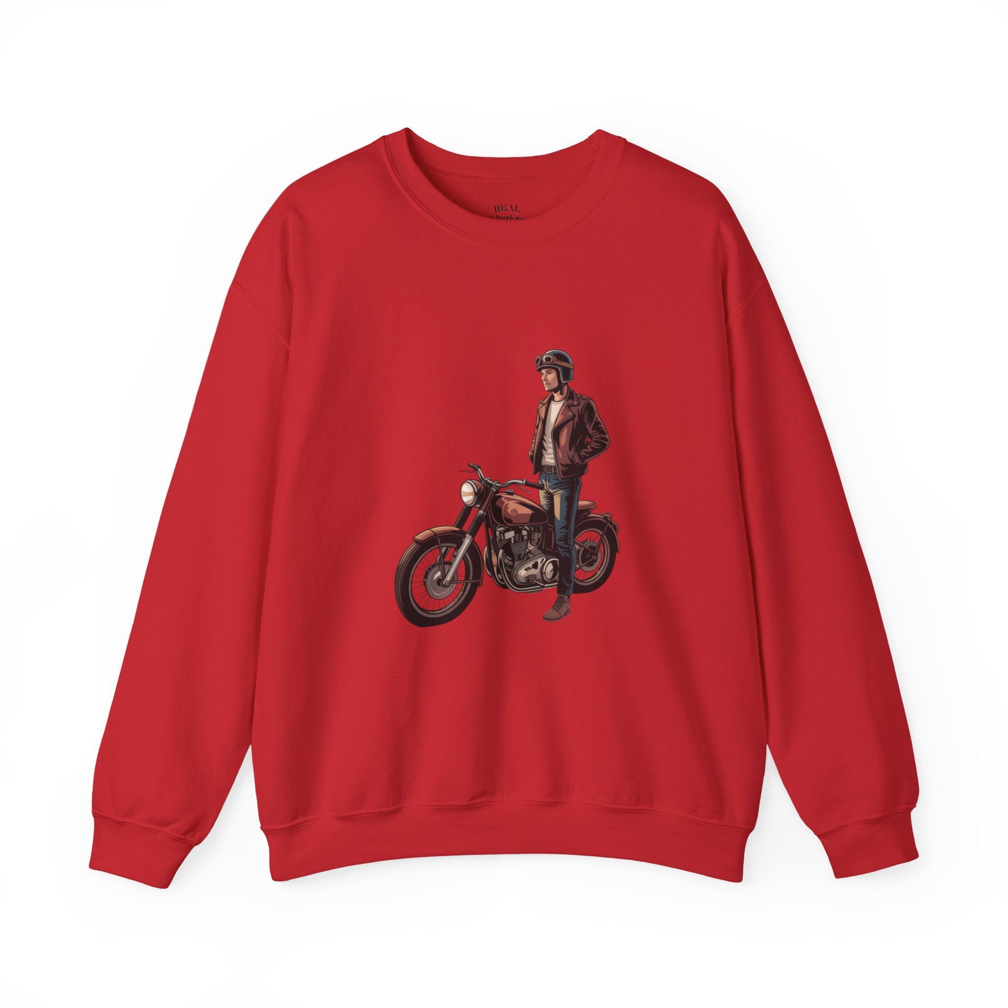 Vintage Motorcycle Rider Crewneck Sweatshirt – Retro Biker Graphic