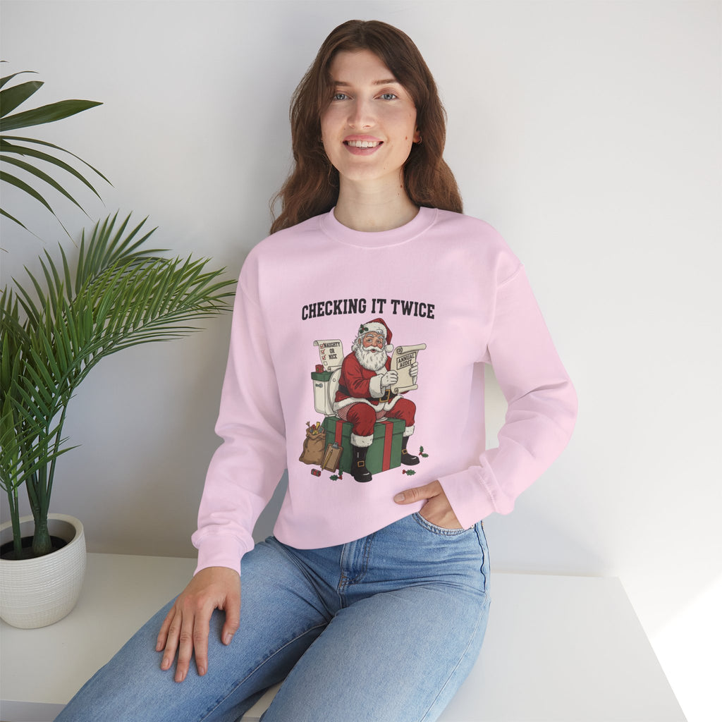 Christmas Sweatshirt - "Checking It Twice" Santa Crewneck