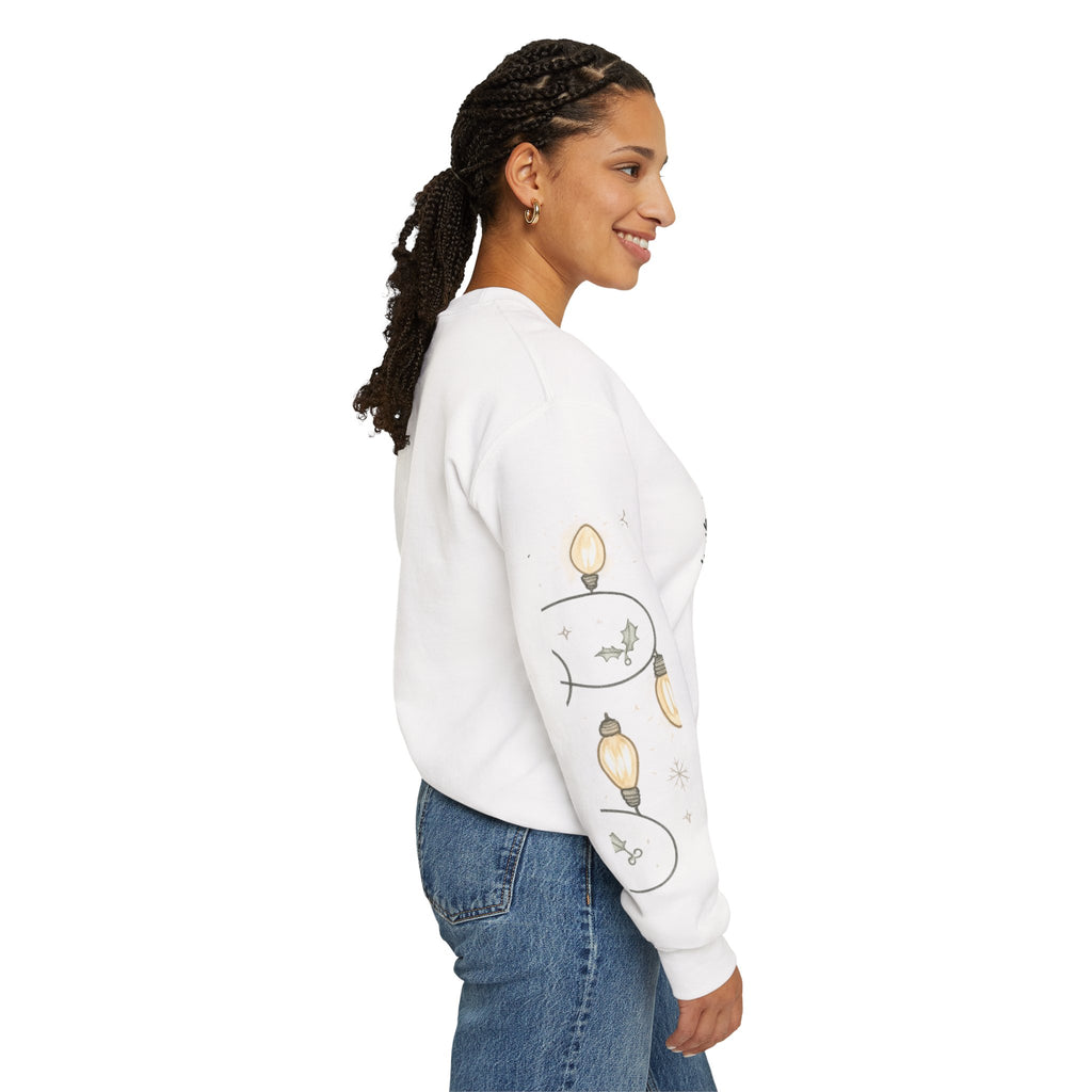 Christmas Lights Sleeve Crewneck Sweatshirt — Holiday Light-Up Sleeve Design
