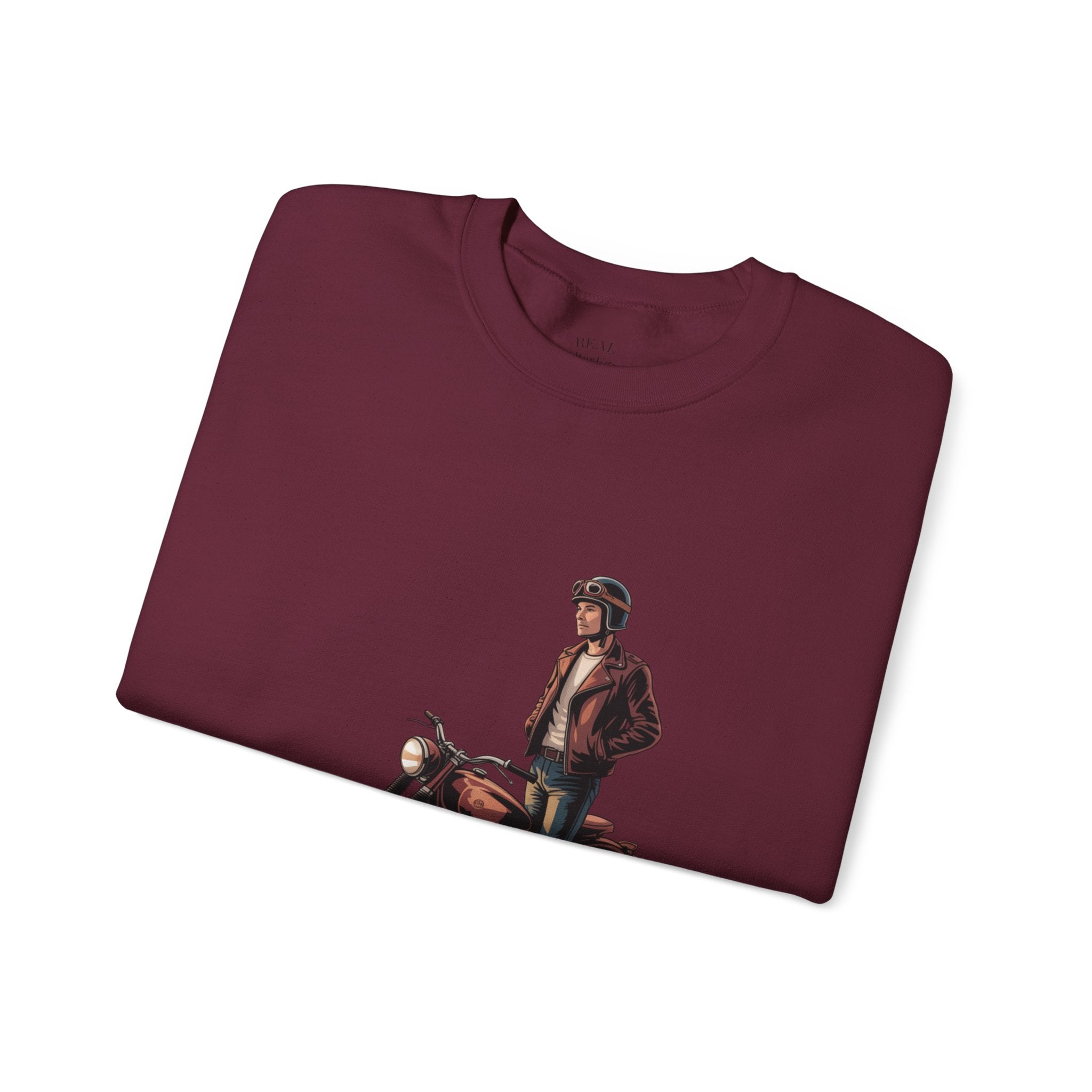 Vintage Motorcycle Rider Crewneck Sweatshirt – Retro Biker Graphic
