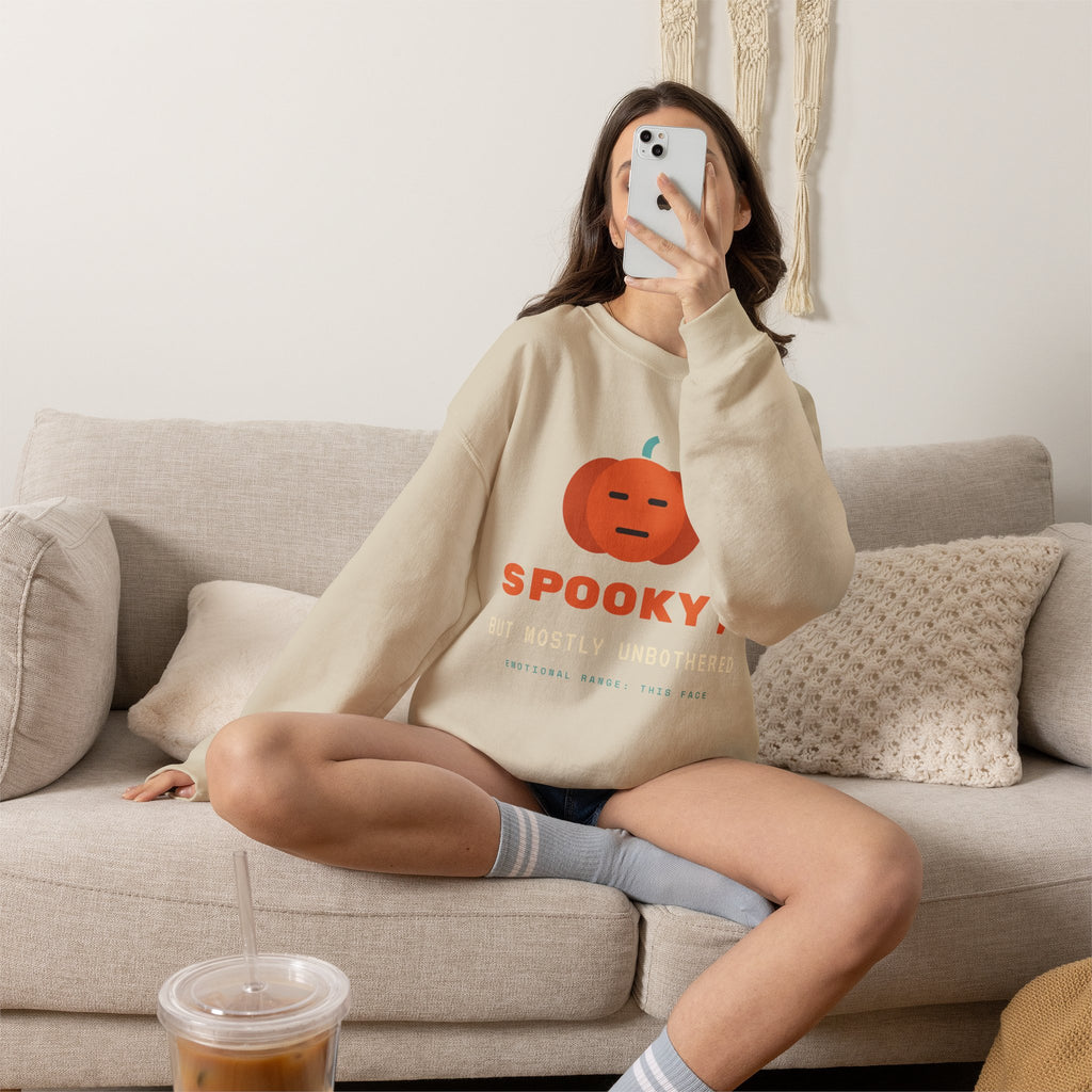 Spooky Pumpkin Crewneck Sweatshirt - Cute Minimal Halloween Pullover