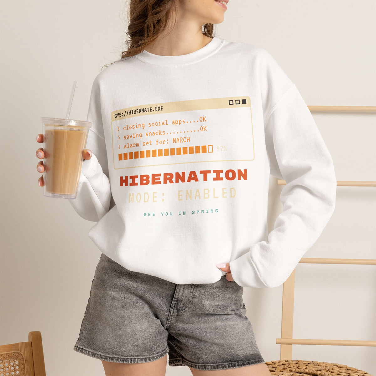 Hibernation Crewneck Sweatshirt - Cozy Winter Sleep Mode Pullover