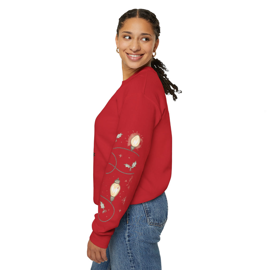 Christmas Lights Sleeve Crewneck Sweatshirt — Holiday Light-Up Sleeve Design