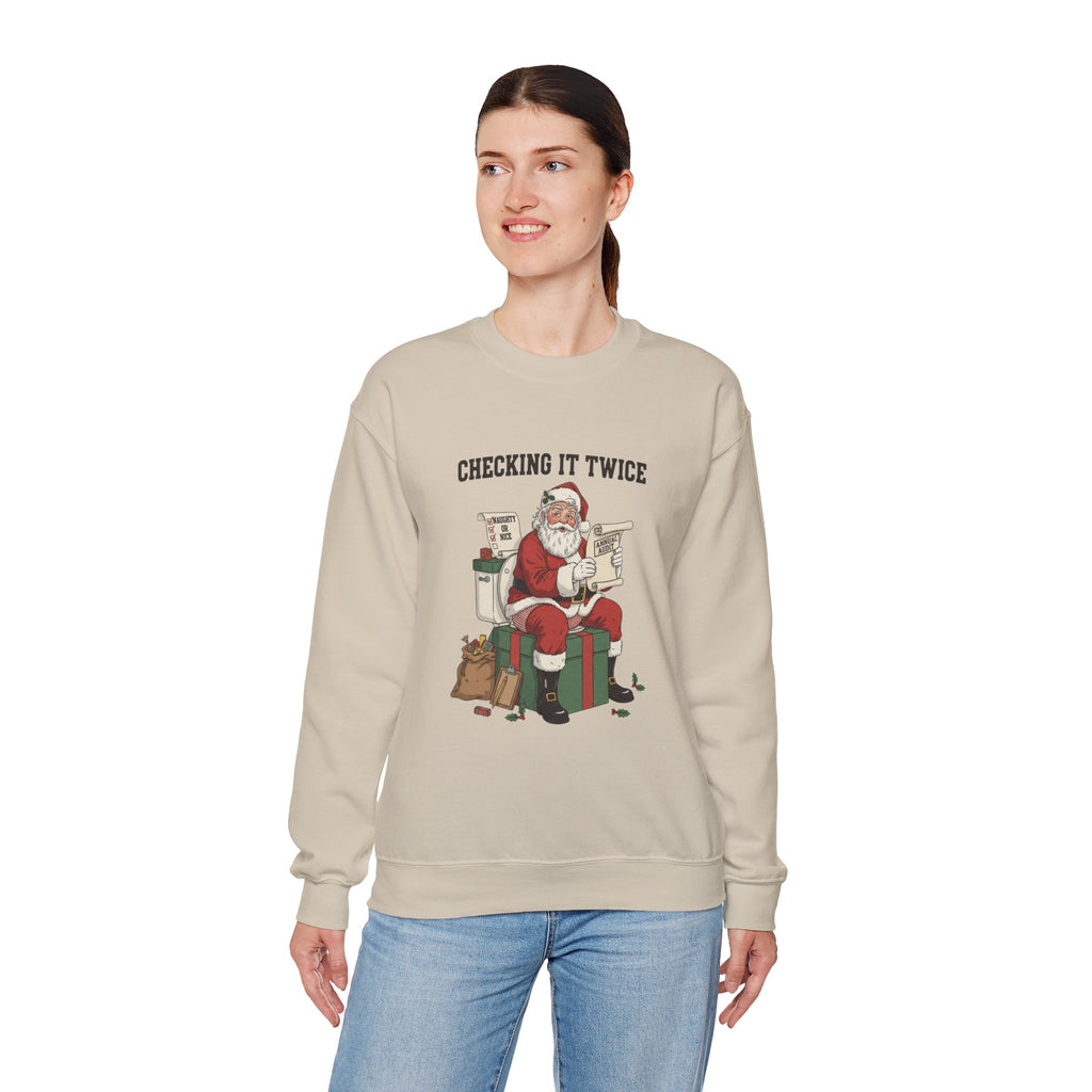 Christmas Sweatshirt - "Checking It Twice" Santa Crewneck