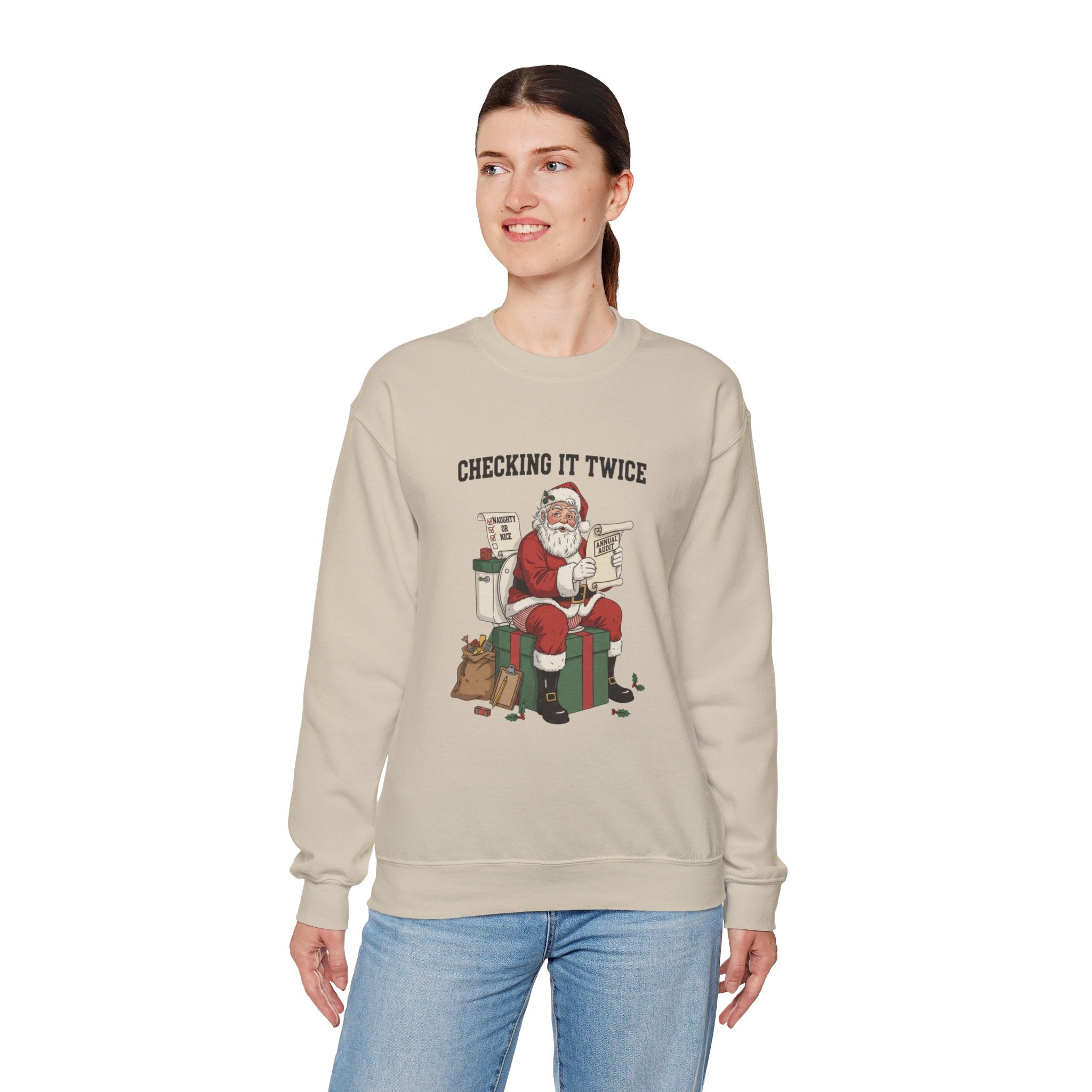 Christmas Sweatshirt - "Checking It Twice" Santa Crewneck