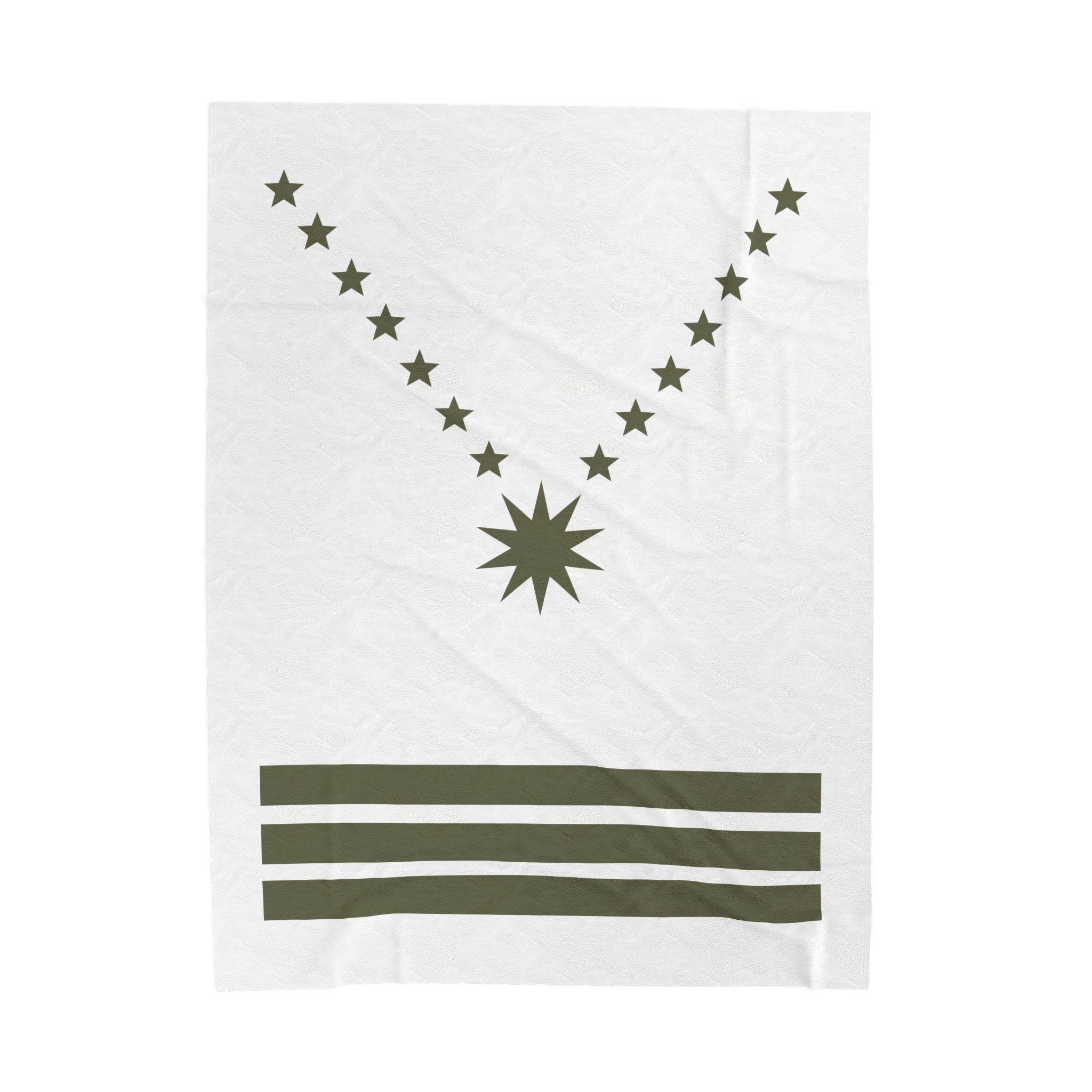 Velveteen Plush Blanket — Olive Starburst & Stripes Cozy Throw