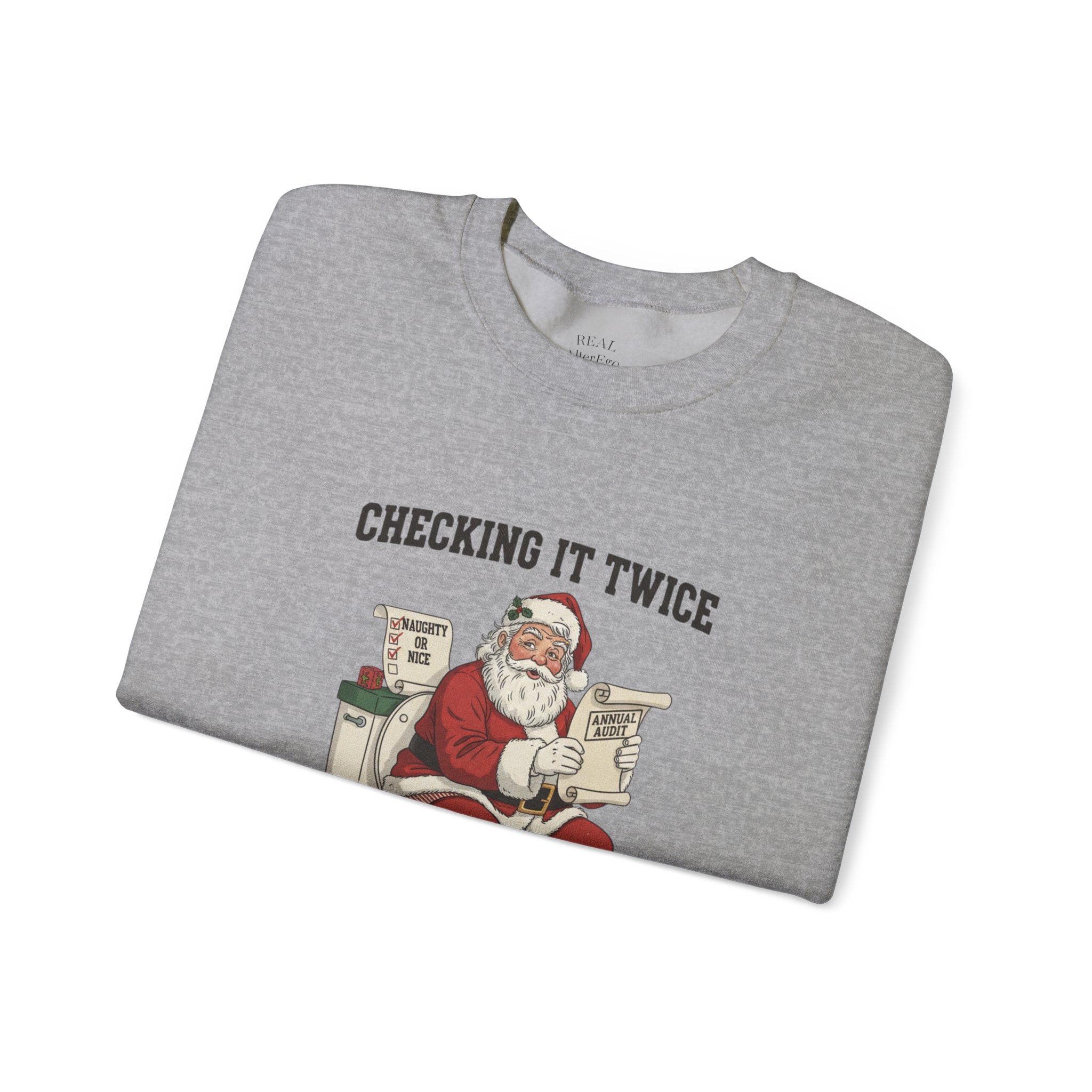 Christmas Sweatshirt - "Checking It Twice" Santa Crewneck