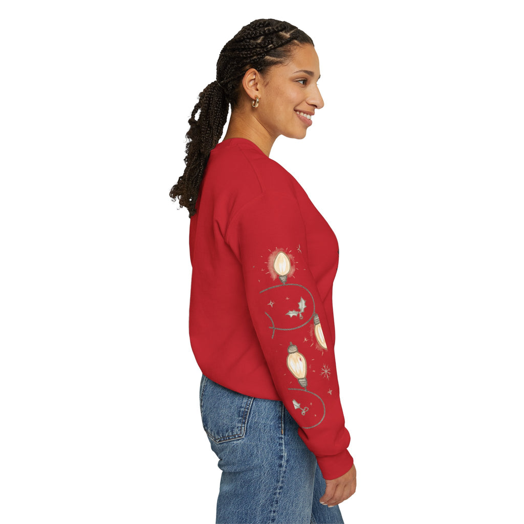 Christmas Lights Sleeve Crewneck Sweatshirt — Holiday Light-Up Sleeve Design