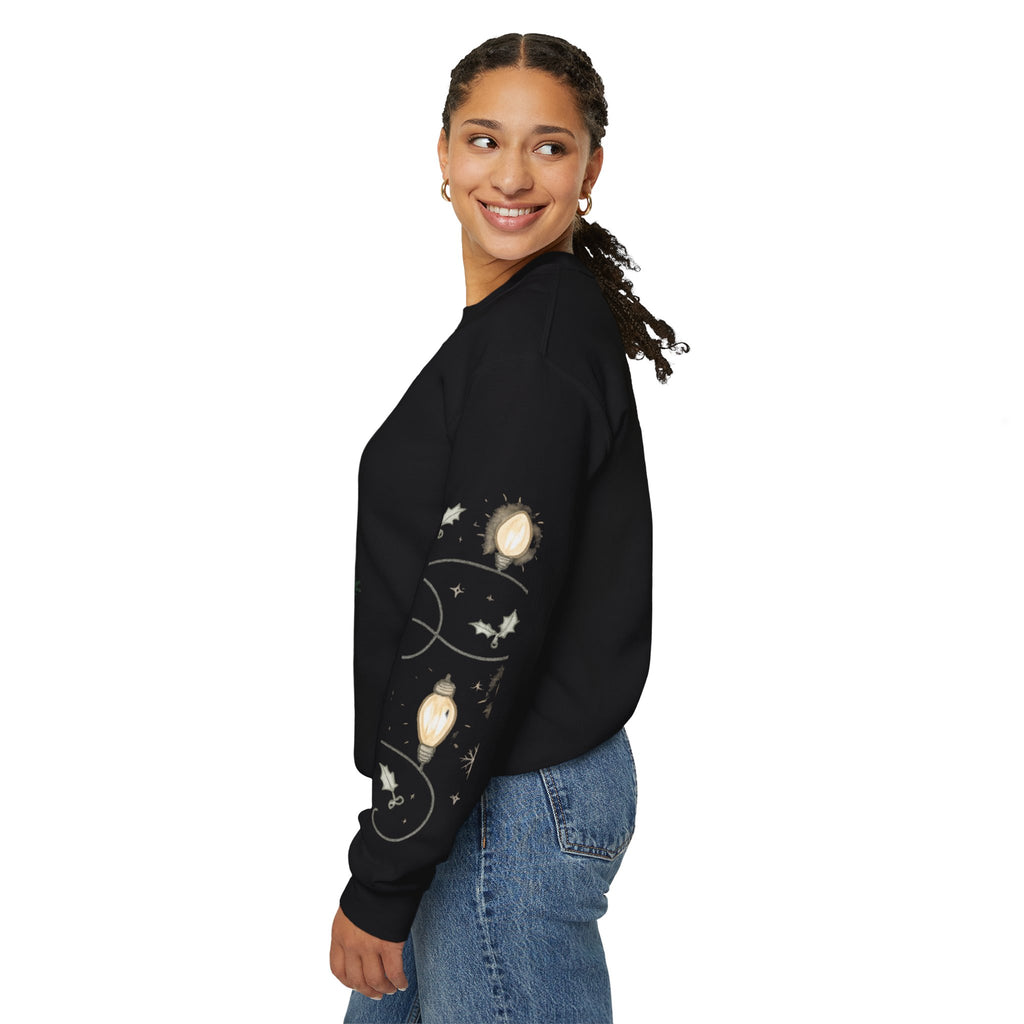 Christmas Lights Sleeve Crewneck Sweatshirt — Holiday Light-Up Sleeve Design