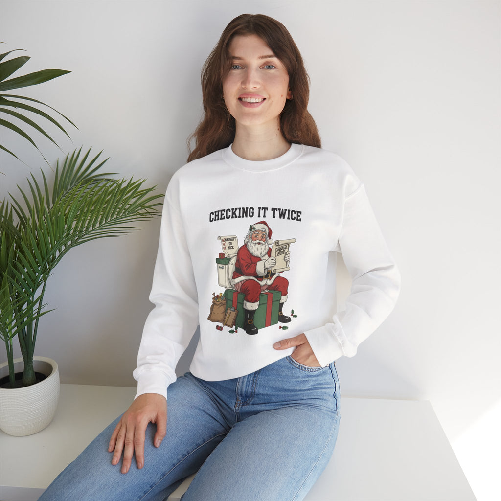 Christmas Sweatshirt - "Checking It Twice" Santa Crewneck