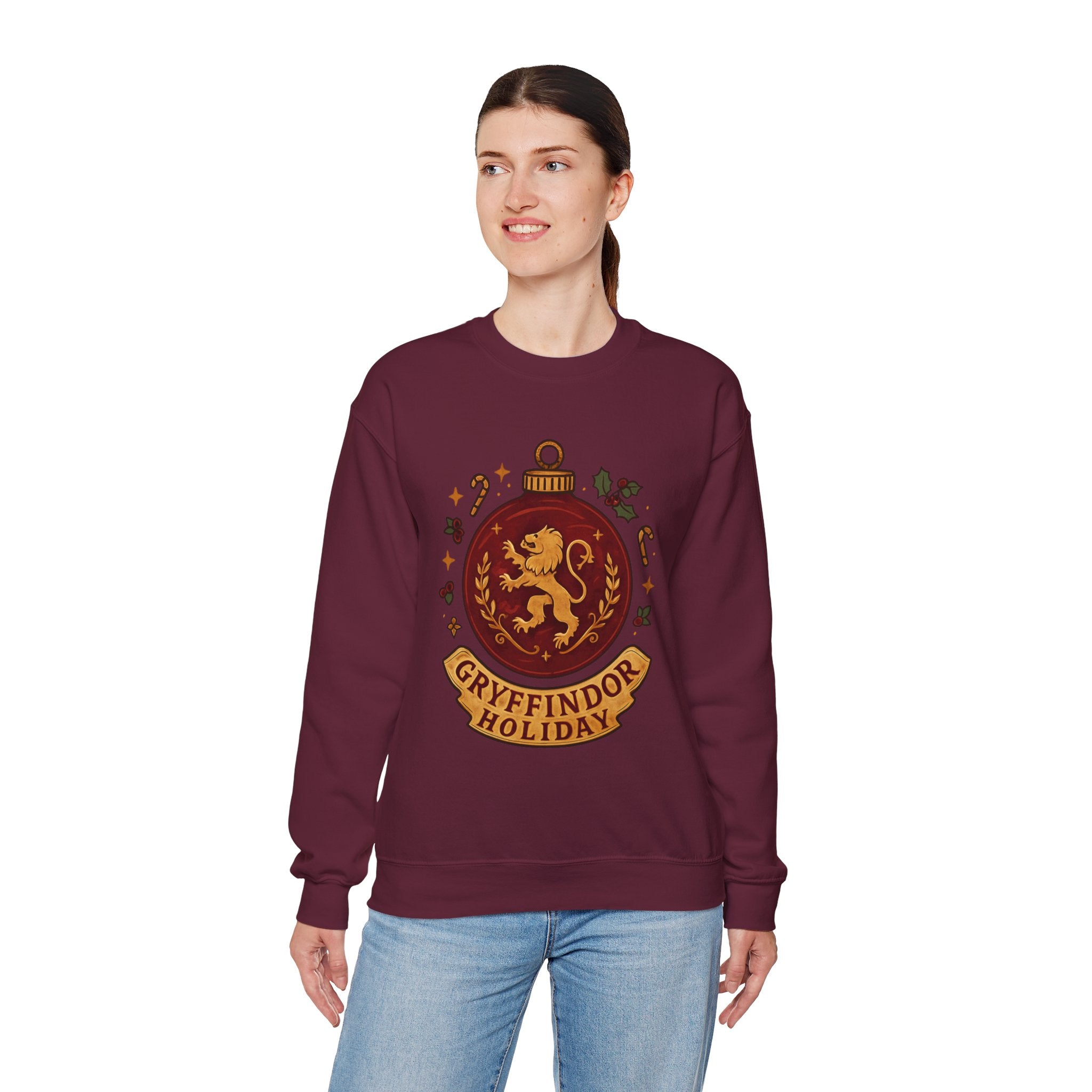 Gryffindor Holiday Sweatshirt — Festive Hogwarts Lion Crewneck