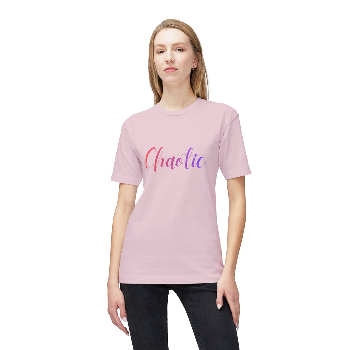 Chaotic Script T-Shirt — Feminine Gold Script "Chaotic" Tee