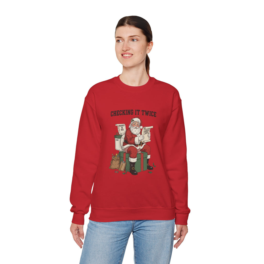 Christmas Sweatshirt - "Checking It Twice" Santa Crewneck