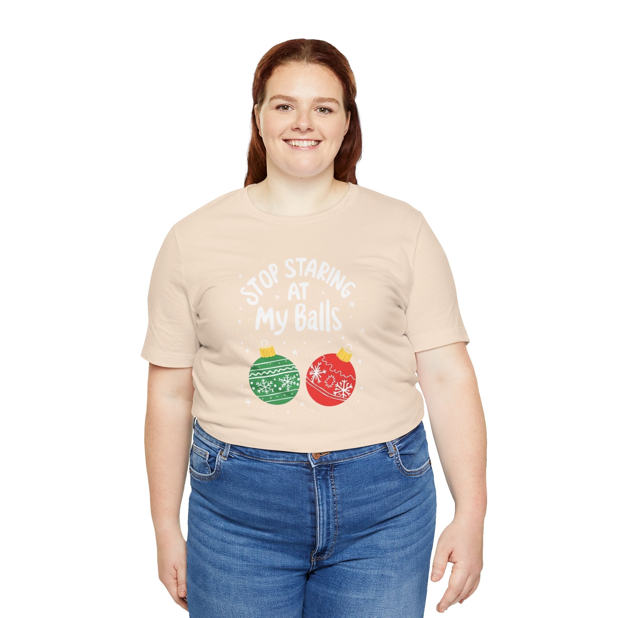 Funny Christmas T-Shirt - Stop Staring at My Balls