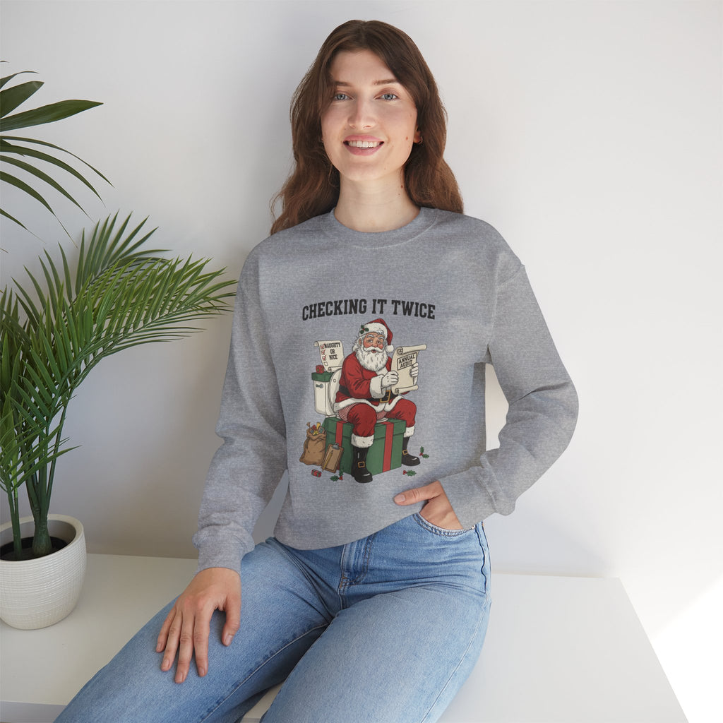 Christmas Sweatshirt - "Checking It Twice" Santa Crewneck