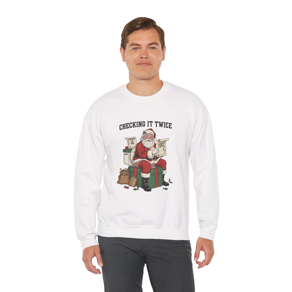 Christmas Sweatshirt - "Checking It Twice" Santa Crewneck