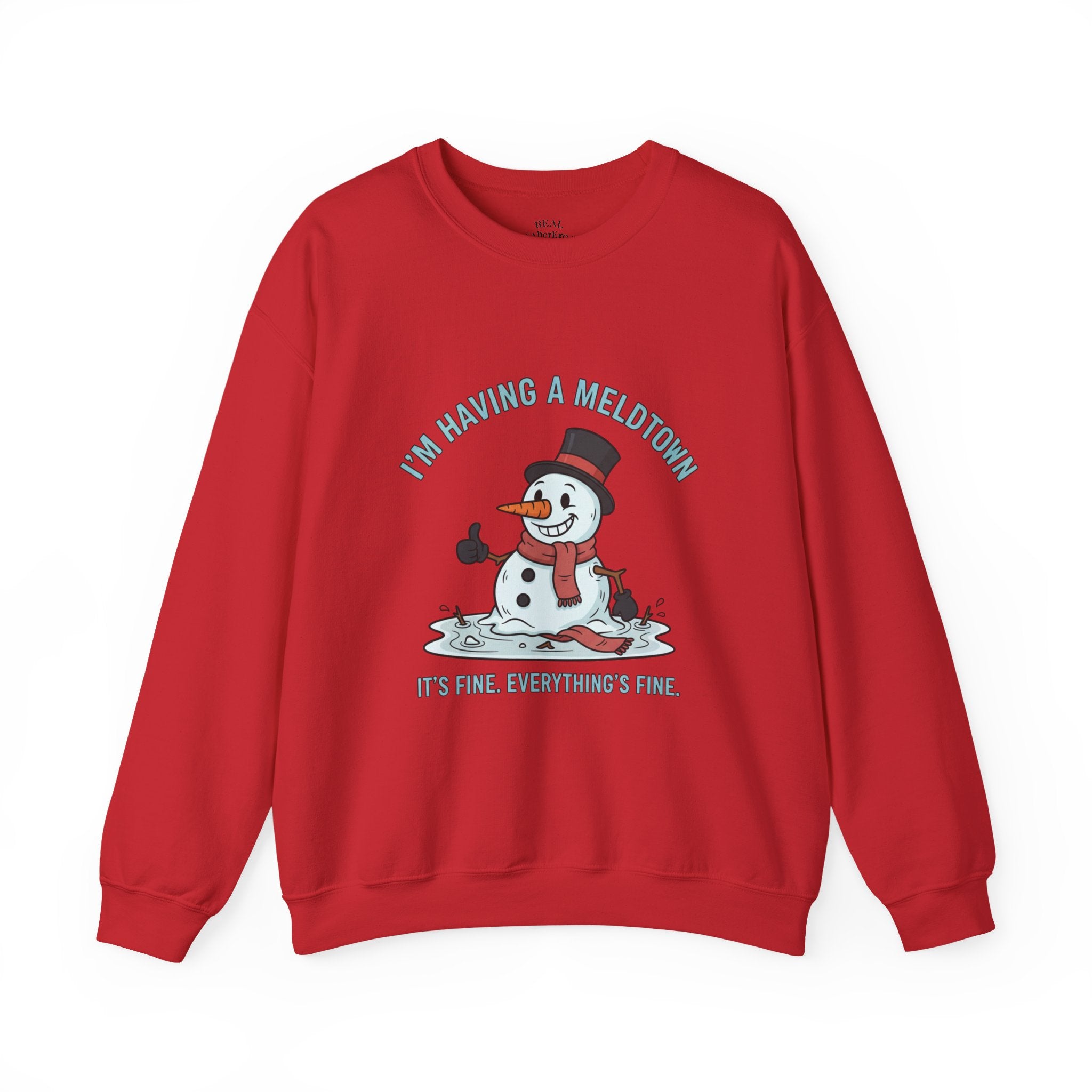 Melted Snowman Crewneck Sweatshirt  "I'm Having a Meltdown" Funny Holiday Sweater