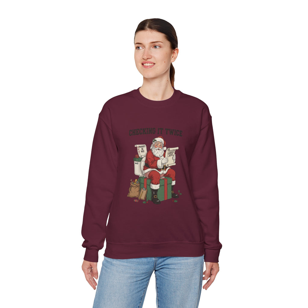 Christmas Sweatshirt - "Checking It Twice" Santa Crewneck