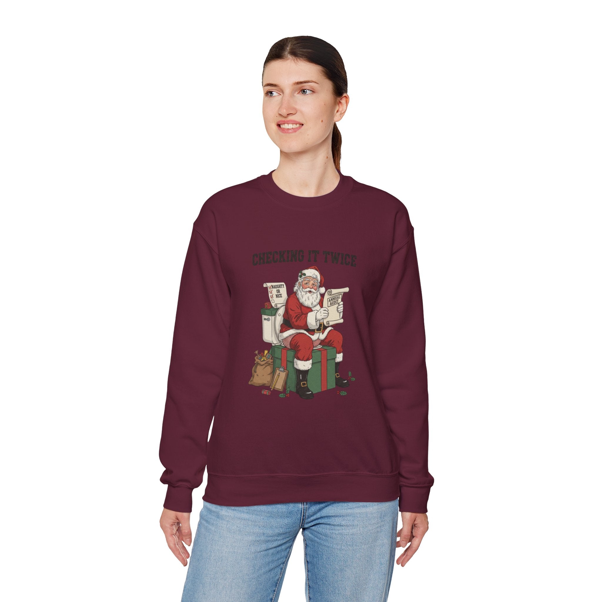 Christmas Sweatshirt - "Checking It Twice" Santa Crewneck