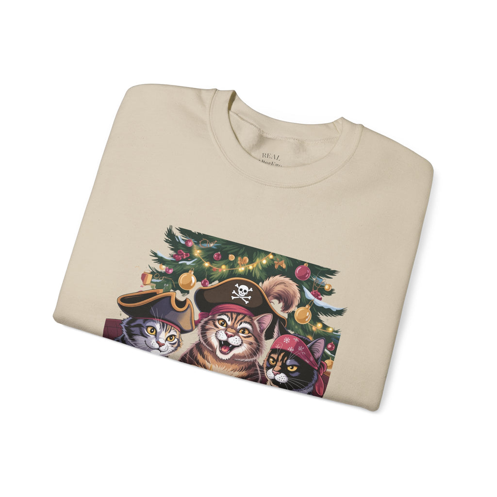 Holiday Pirate Cats Crewneck Sweatshirt – Poker Night at the Christmas Tree