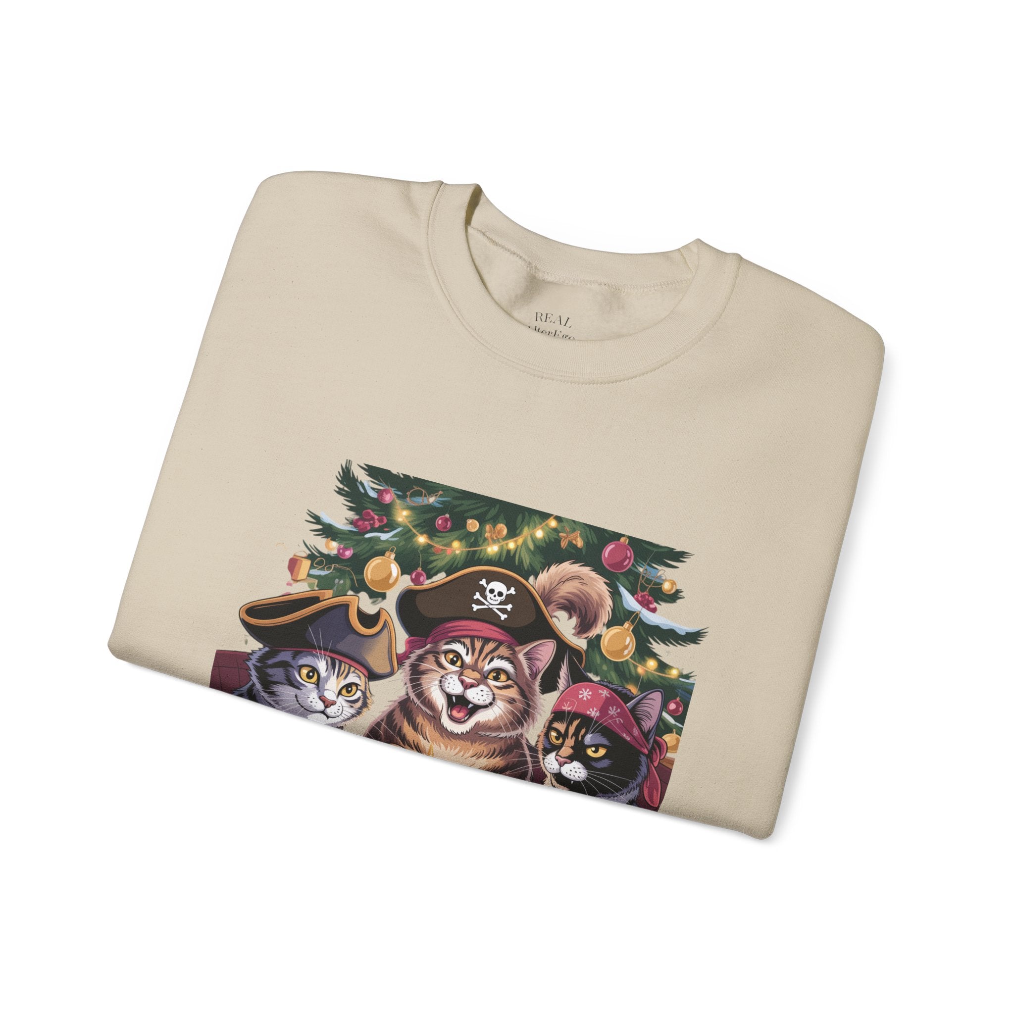 Holiday Pirate Cats Crewneck Sweatshirt – Poker Night at the Christmas Tree