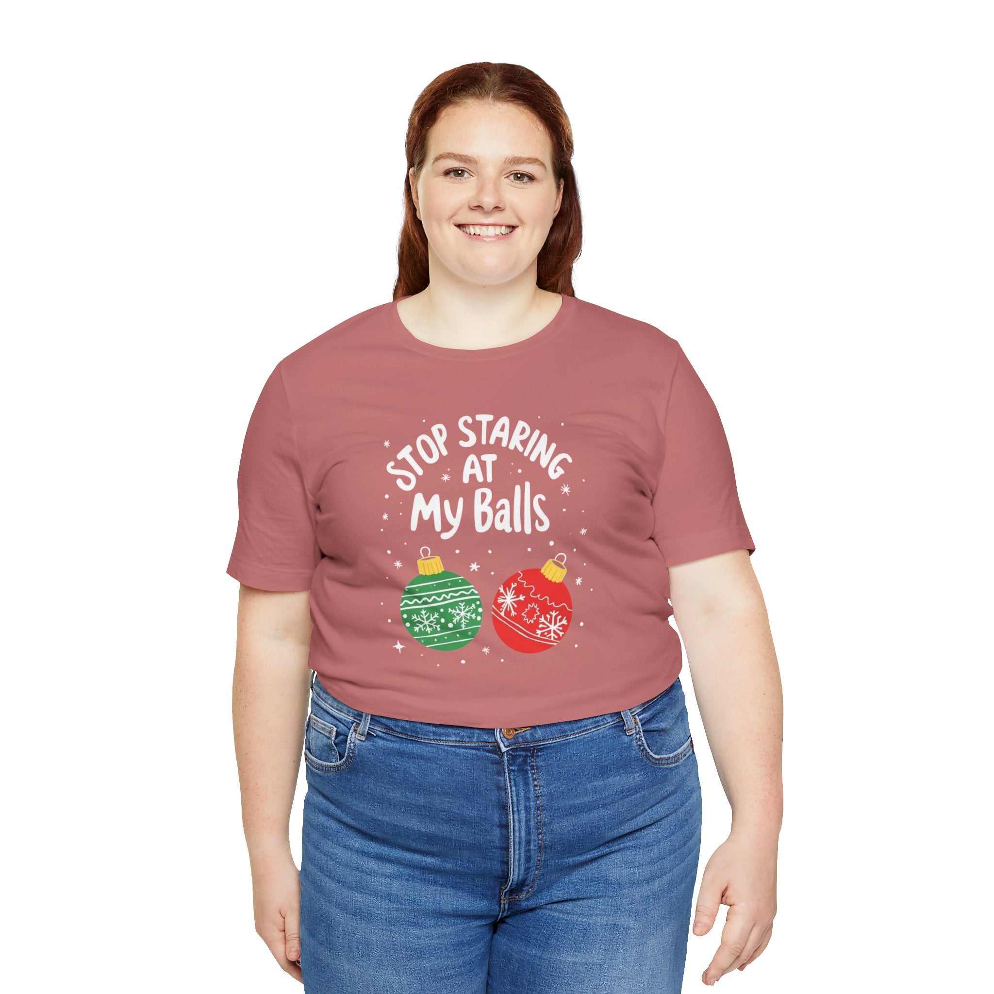 Funny Christmas T-Shirt - Stop Staring at My Balls