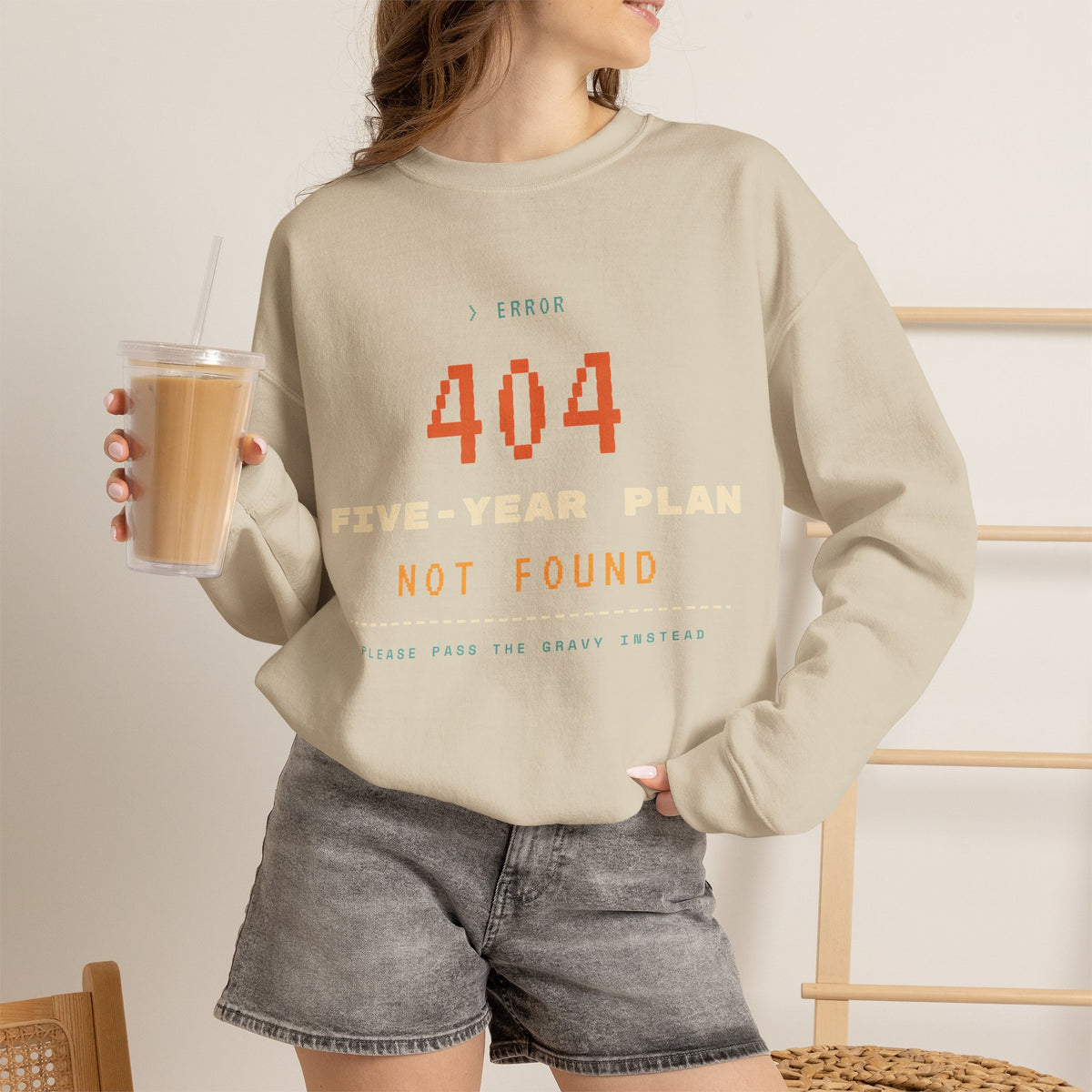 Crewneck Sweatshirt - “404 Five-Year Plan Not Found” Retro Error Graphic