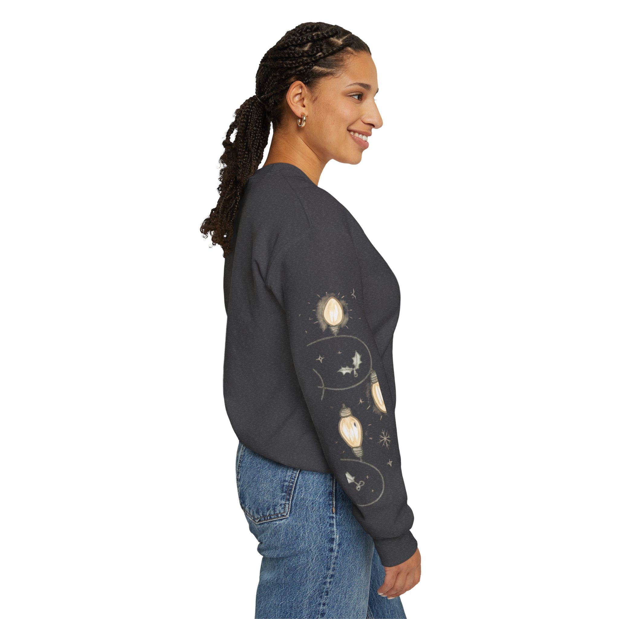 Christmas Lights Sleeve Crewneck Sweatshirt — Holiday Light-Up Sleeve Design