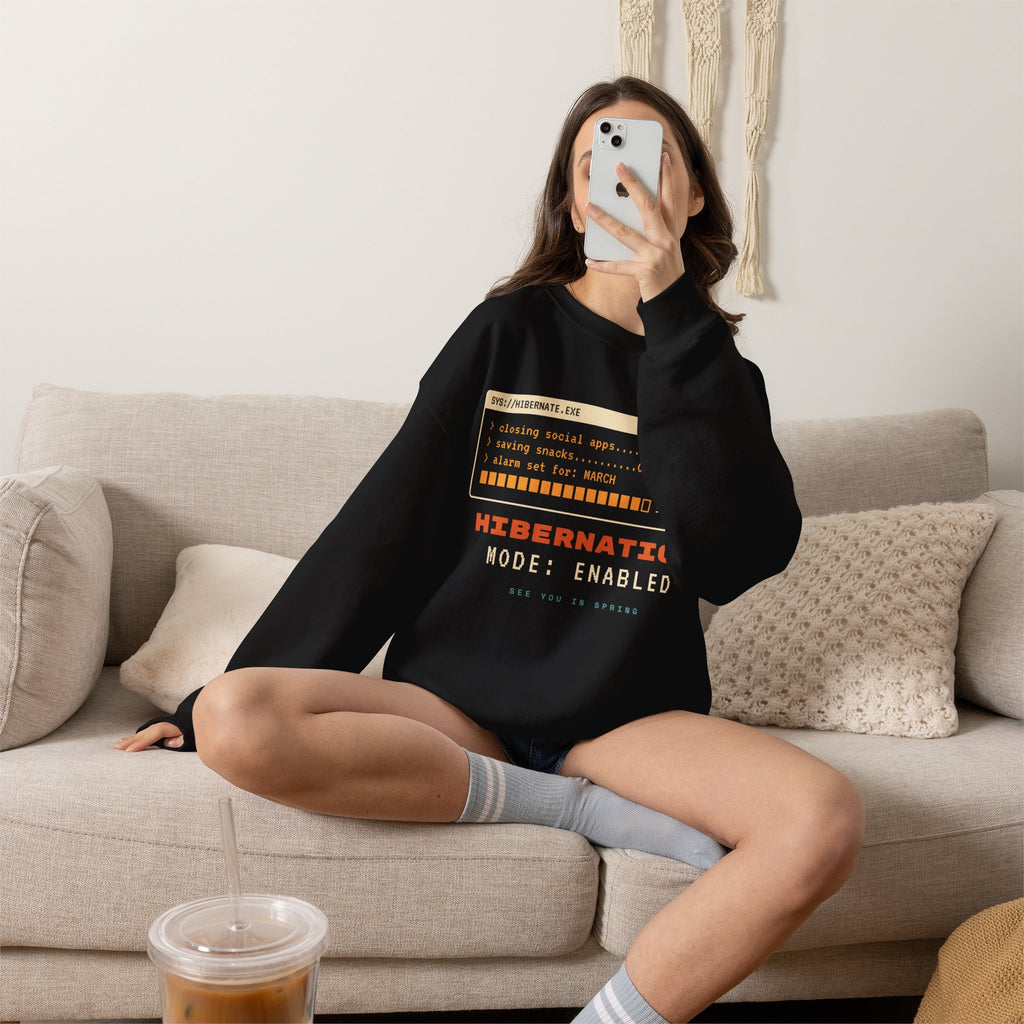 Hibernation Crewneck Sweatshirt - Cozy Winter Sleep Mode Pullover