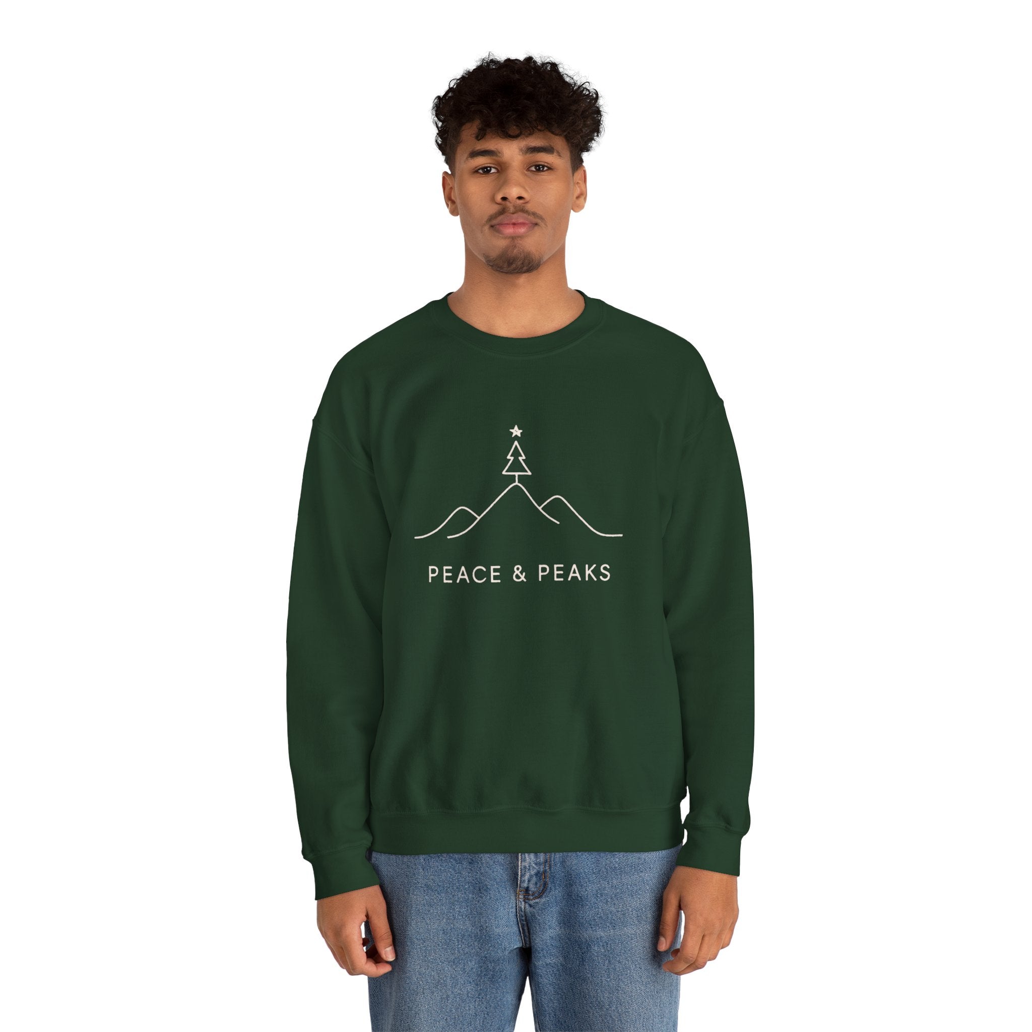 Peace & Peaks Sweatshirt — Minimal Mountain Christmas Crewneck