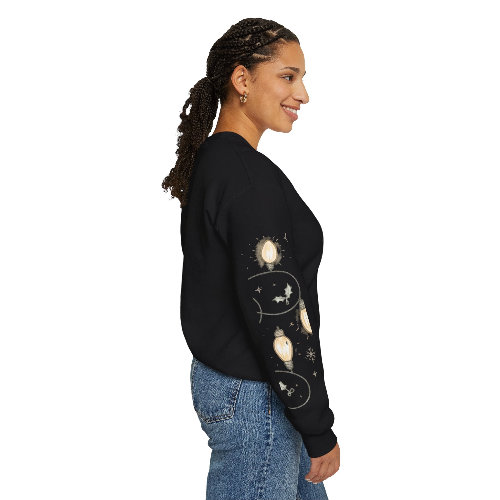 Christmas Lights Sleeve Crewneck Sweatshirt — Holiday Light-Up Sleeve Design