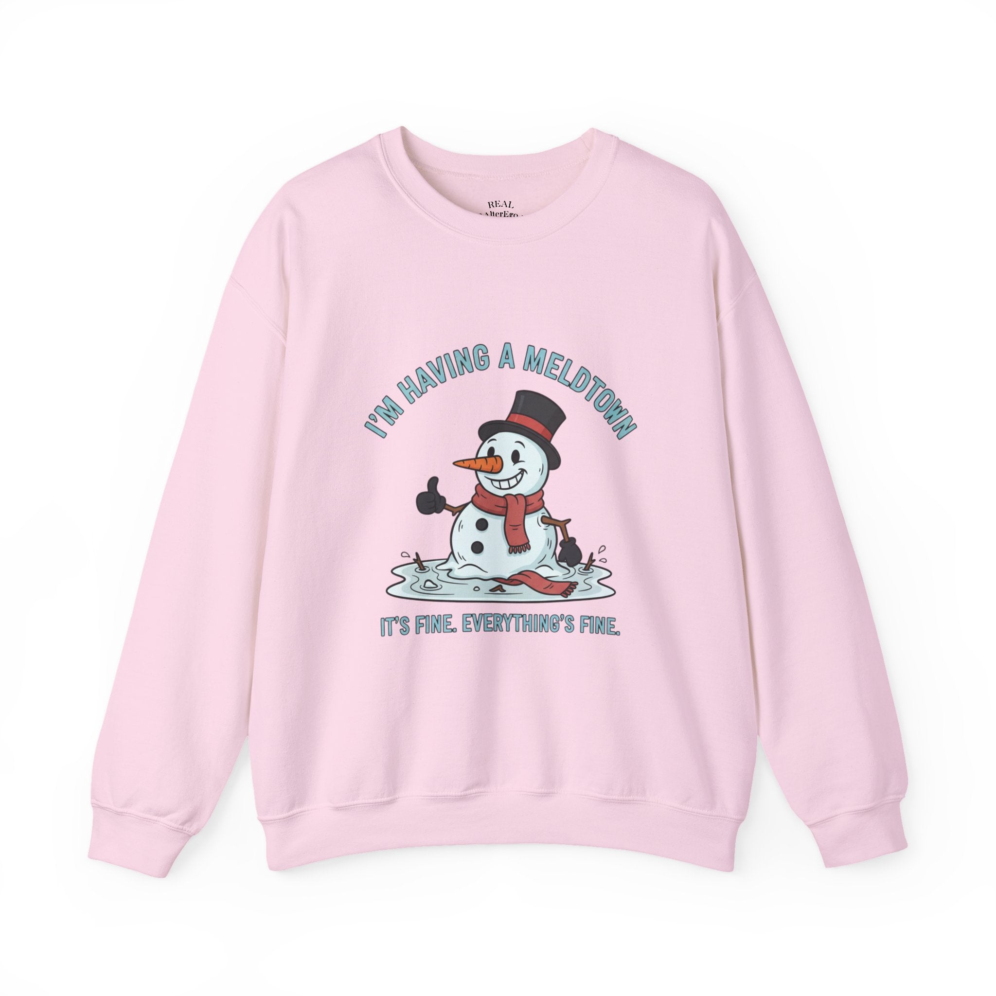 Melted Snowman Crewneck Sweatshirt  "I'm Having a Meltdown" Funny Holiday Sweater