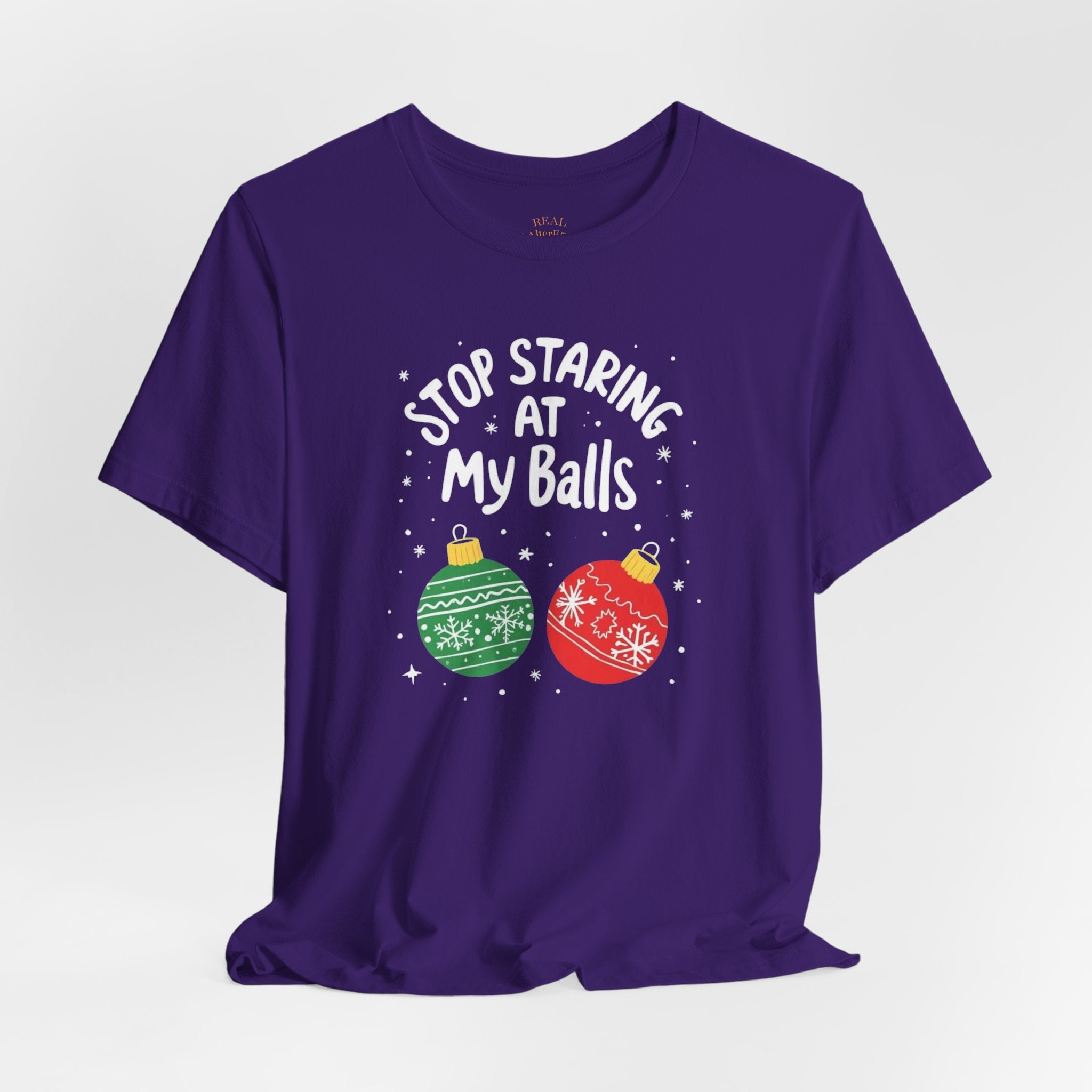 Funny Christmas T-Shirt - Stop Staring at My Balls
