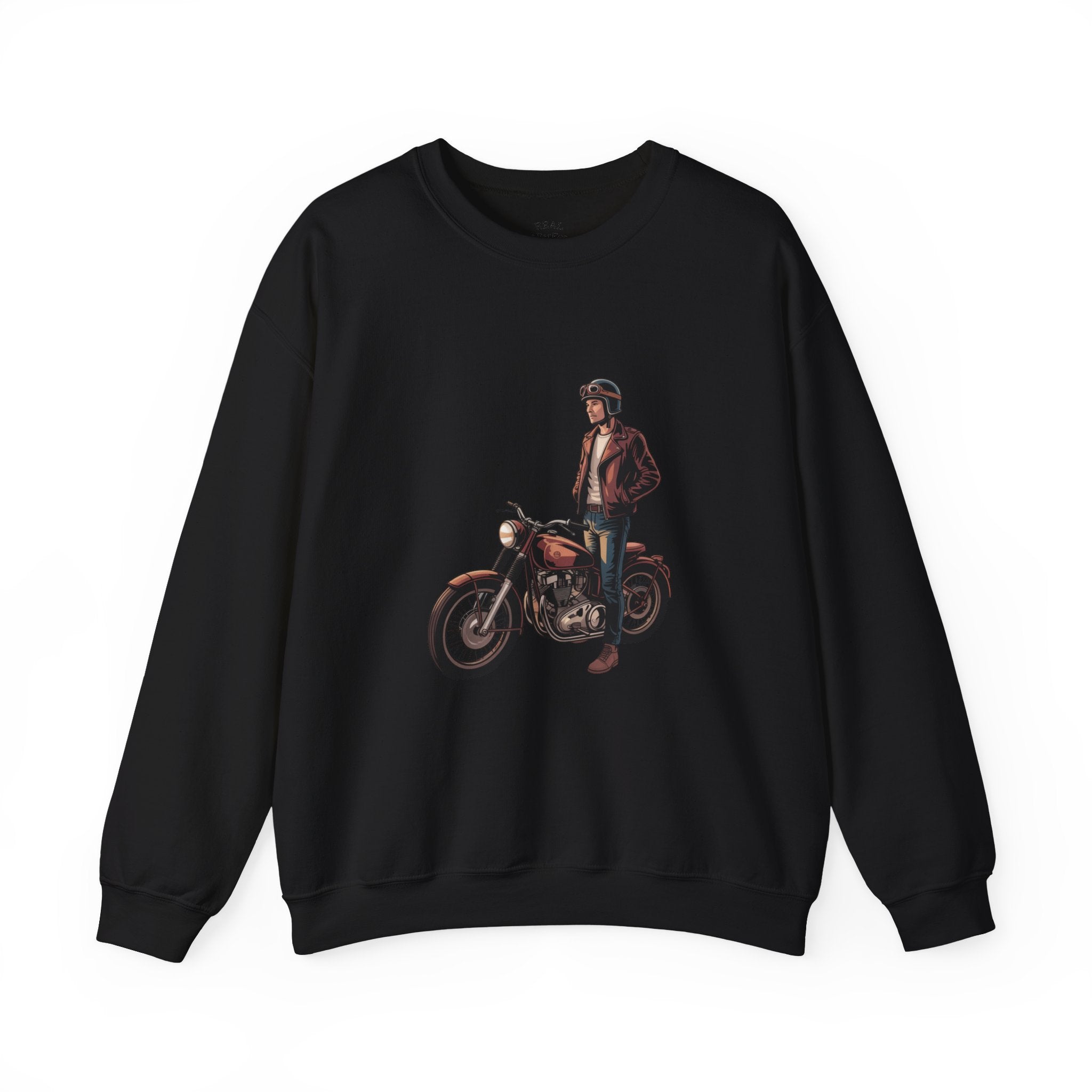 Vintage Motorcycle Rider Crewneck Sweatshirt – Retro Biker Graphic