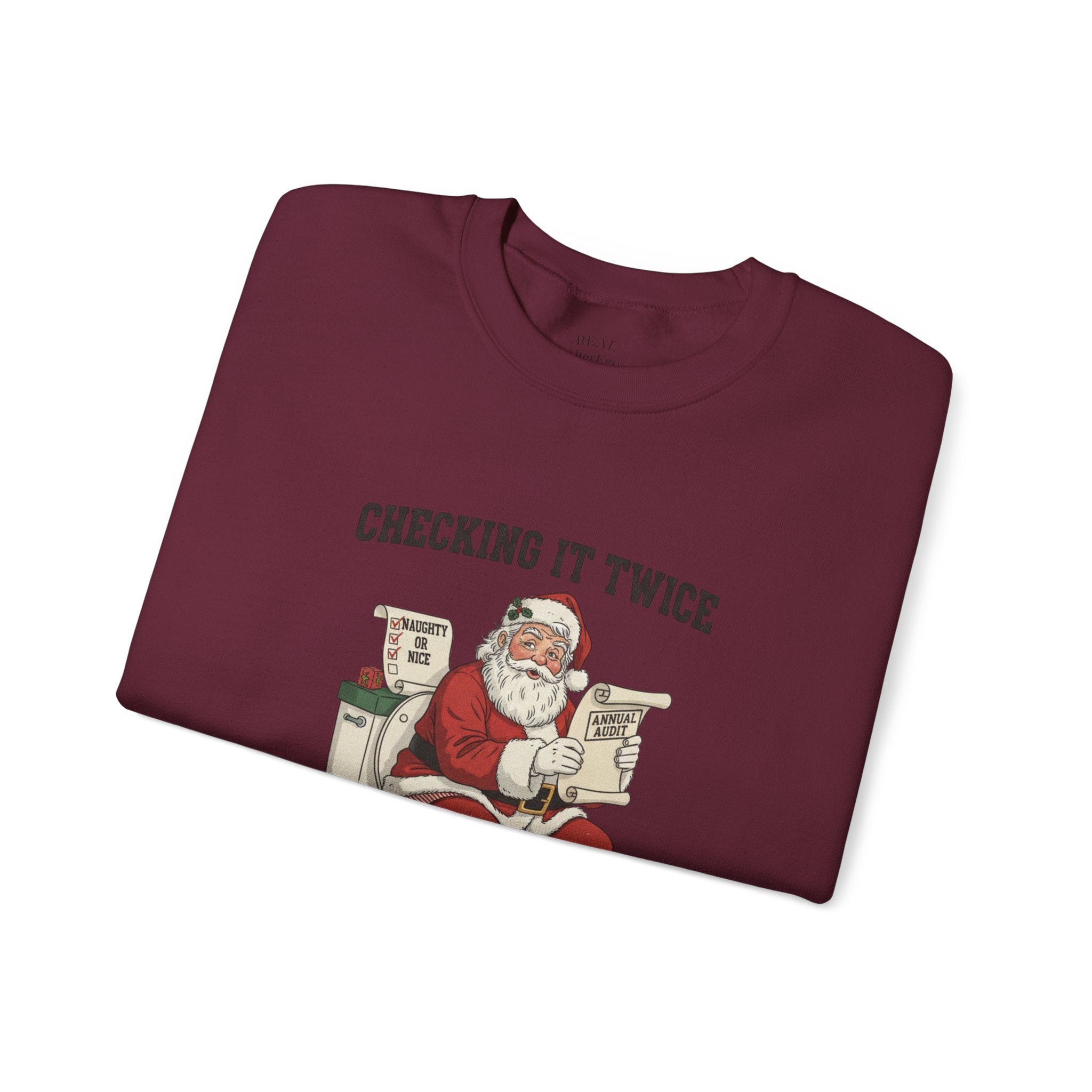 Christmas Sweatshirt - "Checking It Twice" Santa Crewneck