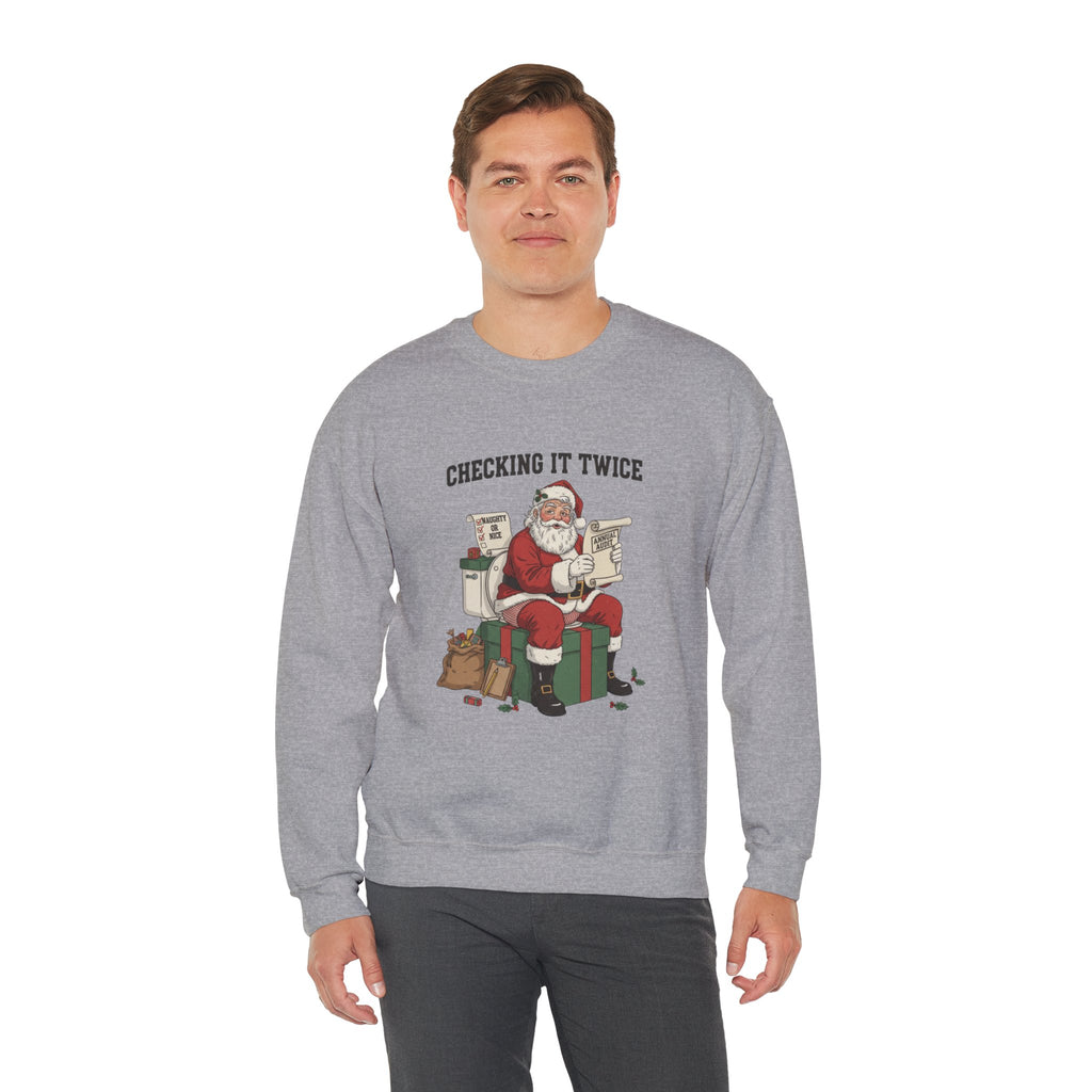 Christmas Sweatshirt - "Checking It Twice" Santa Crewneck