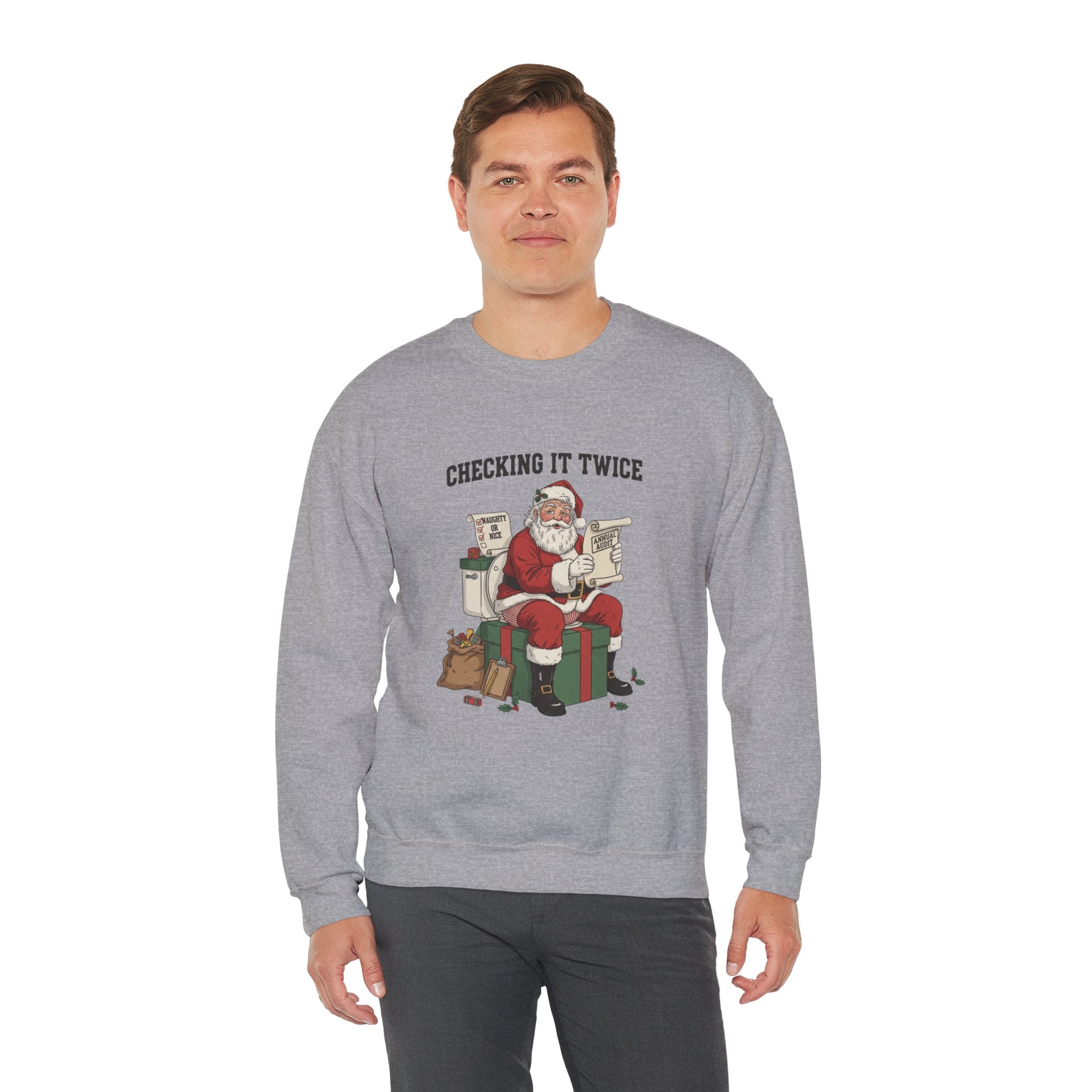 Christmas Sweatshirt - "Checking It Twice" Santa Crewneck