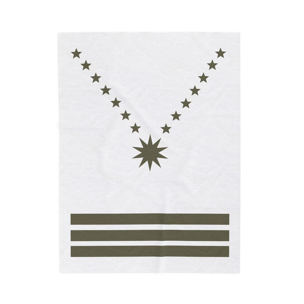 Velveteen Plush Blanket — Olive Starburst & Stripes Cozy Throw